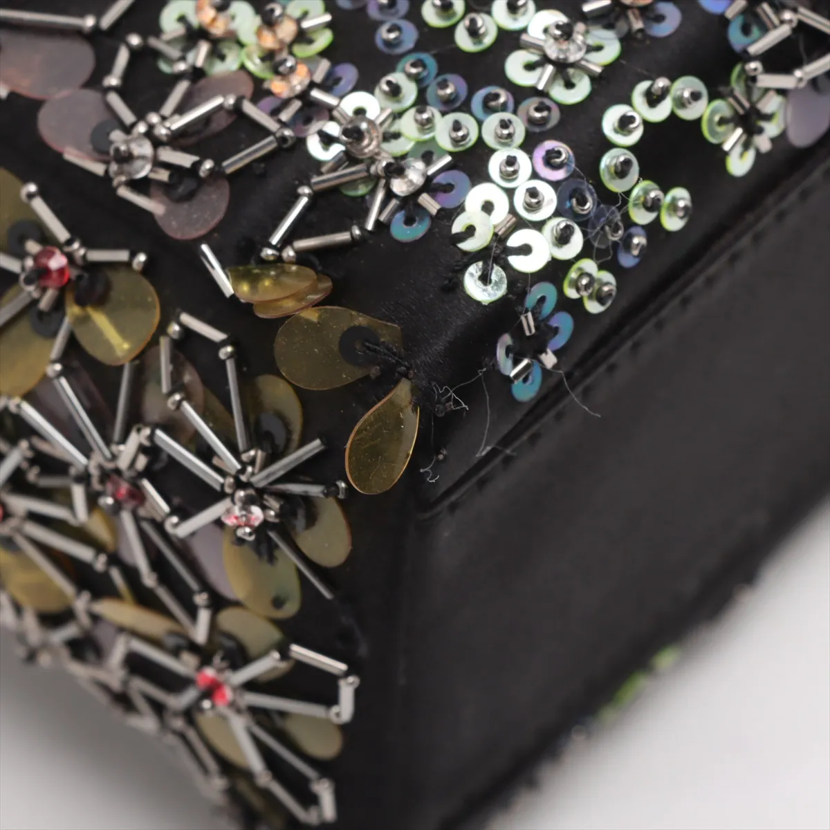 Lady Dior Mini Silk x Leather Handbag Black — view 11