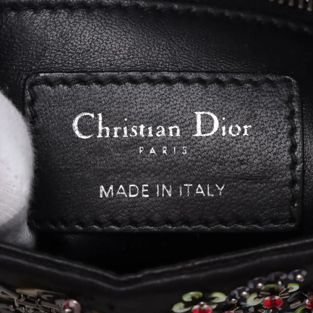 Lady Dior Mini Silk x Leather Handbag Black — view 9