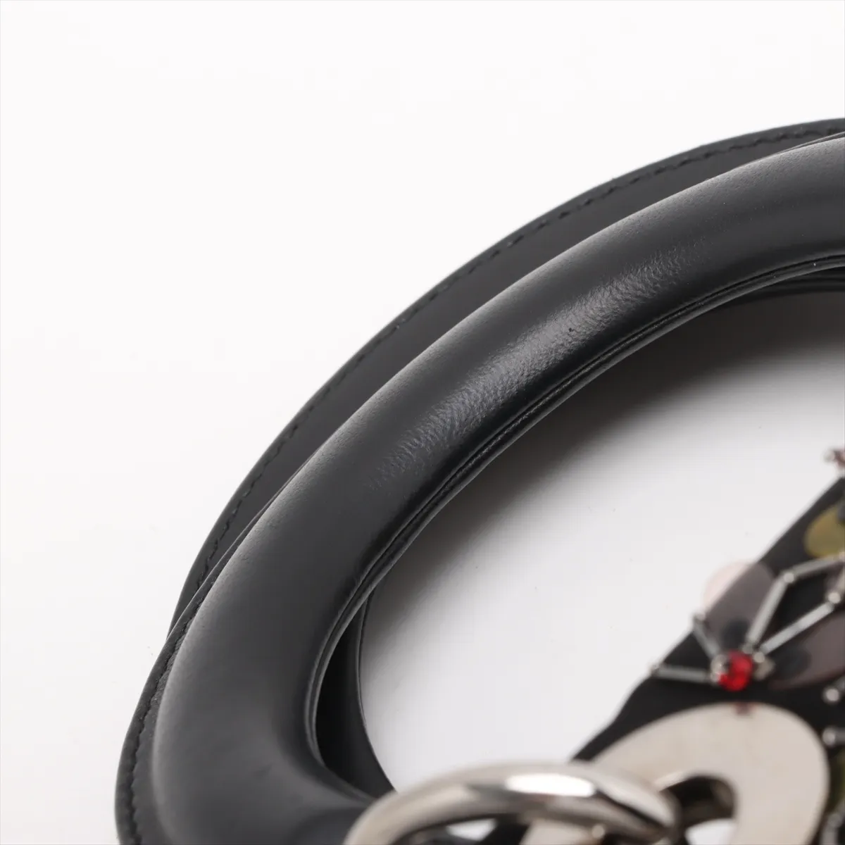 Lady Dior Mini Silk x Leather Handbag Black — view 10