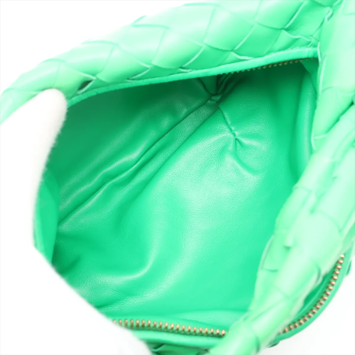 Intrecciato Mini Jodie Leather Handbag, Green — view 7