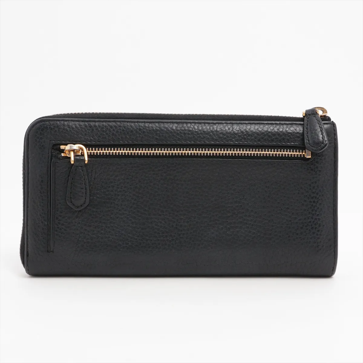 Vitello Grain 1ML183 Leather Round Zip Wallet Black — view 2