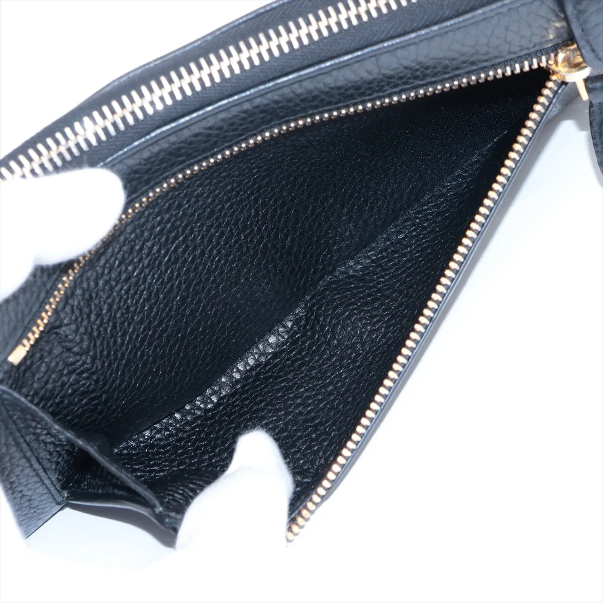Vitello Grain 1ML183 Leather Round Zip Wallet Black — view 9