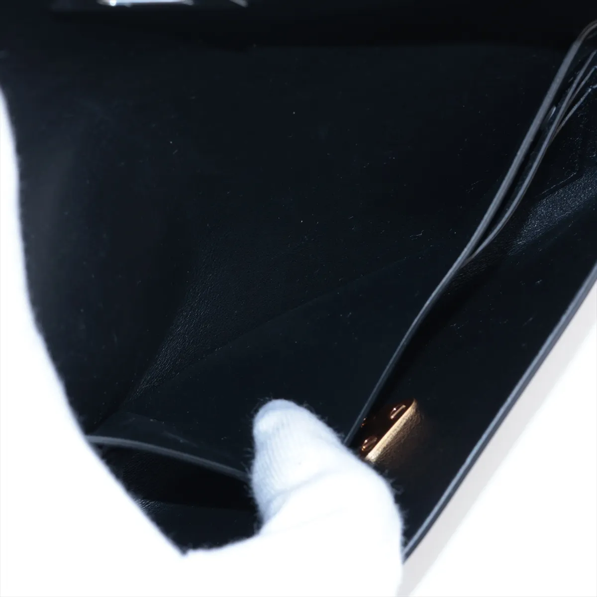 Leather Long Wallet, Black — view 4