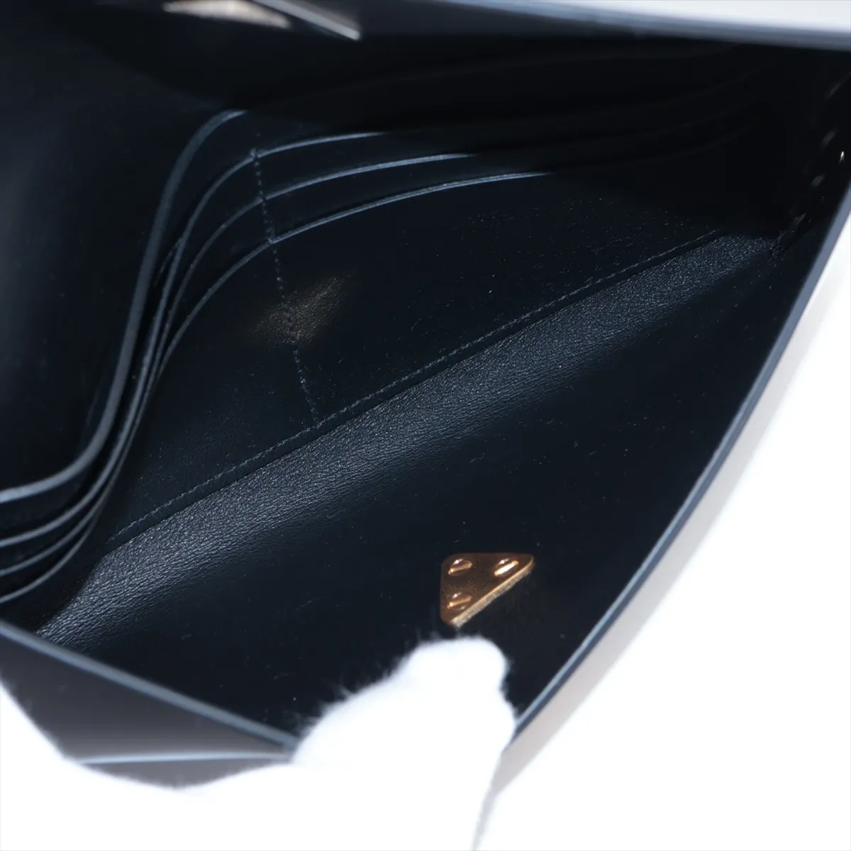 Leather Long Wallet, Black — view 5