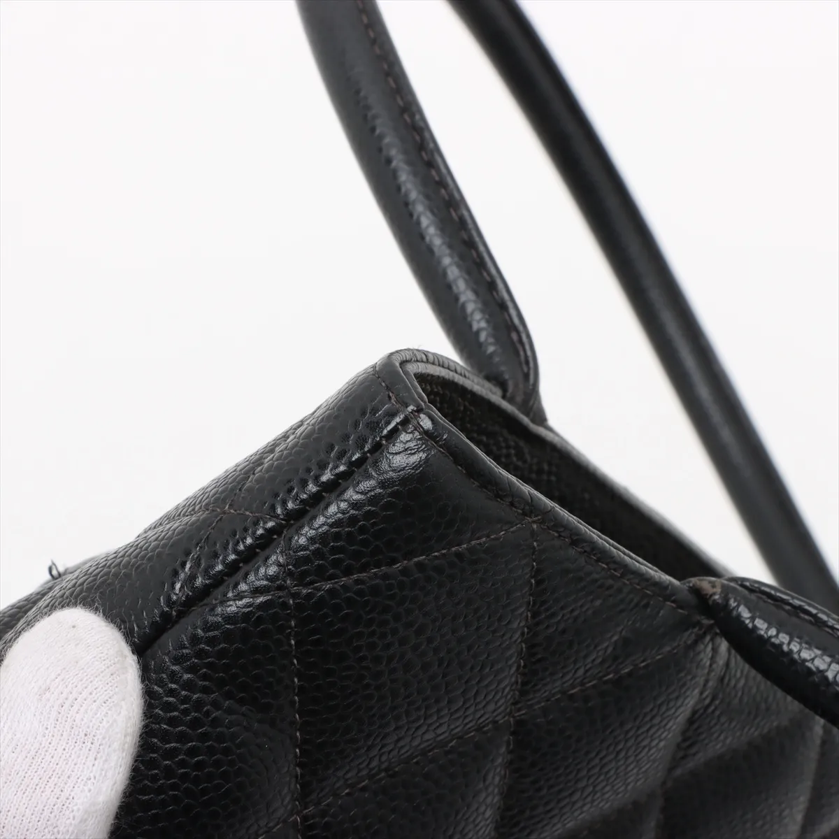 reprint caviar skin tote bag black gold hardware 5694375 5th series — view 14