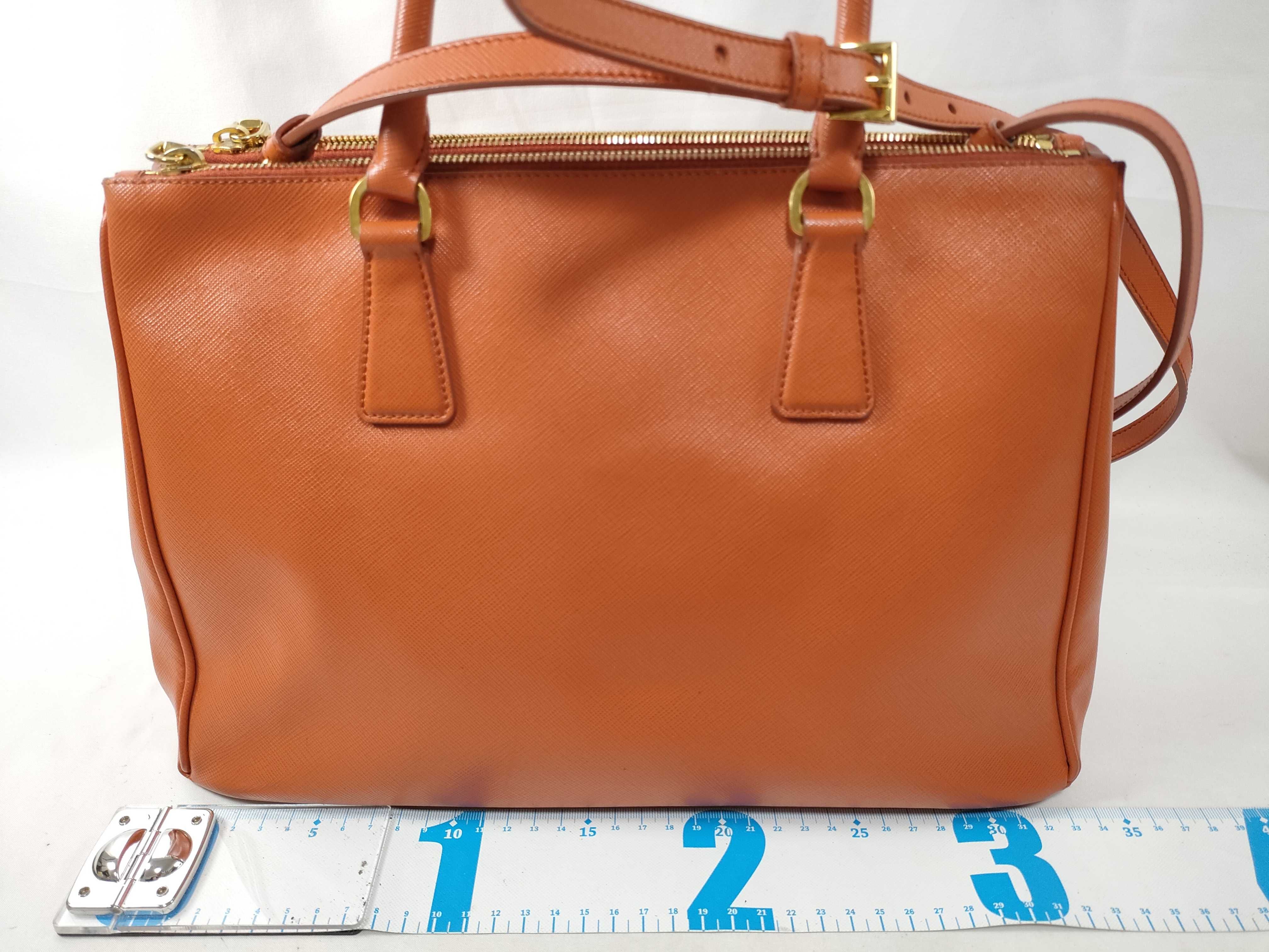 ID- Saffiano Lux Galeria Cow Skin 2-Way Handbag orange BN1786 with strap — view 2