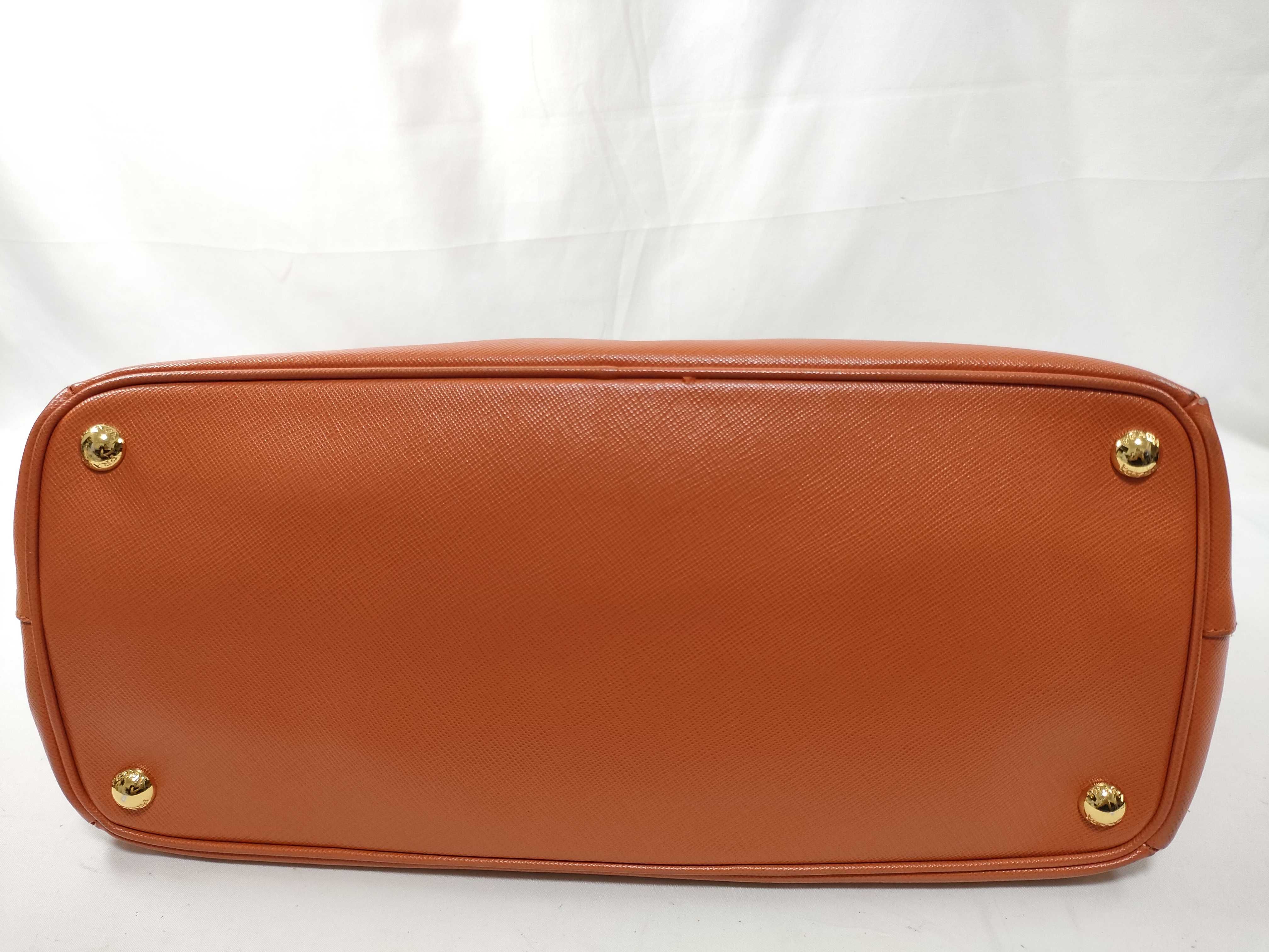 ID- Saffiano Lux Galeria Cow Skin 2-Way Handbag orange BN1786 with strap — view 6
