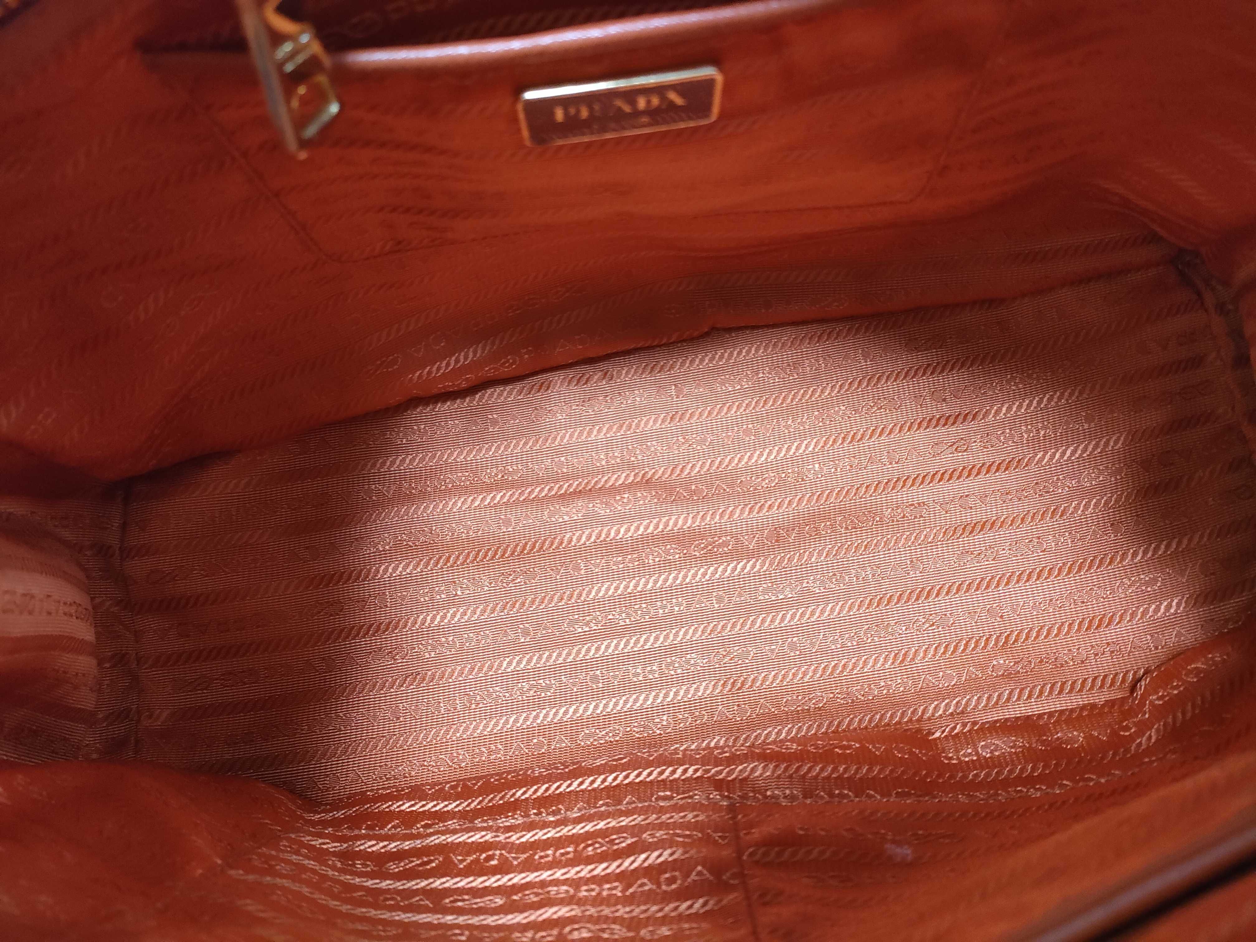 ID- Saffiano Lux Galeria Cow Skin 2-Way Handbag orange BN1786 with strap — view 8