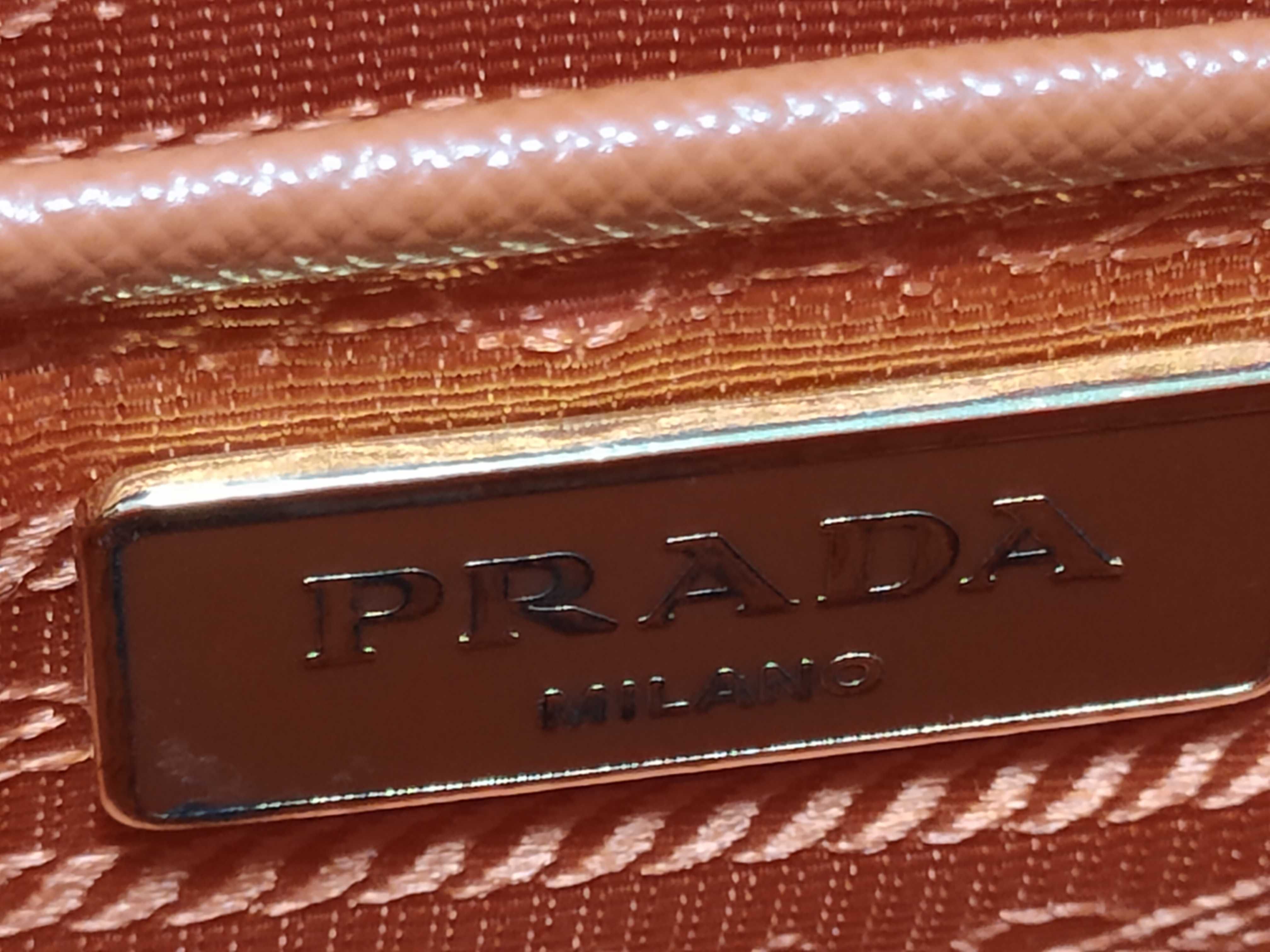 ID- Saffiano Lux Galeria Cow Skin 2-Way Handbag orange BN1786 with strap — view 9