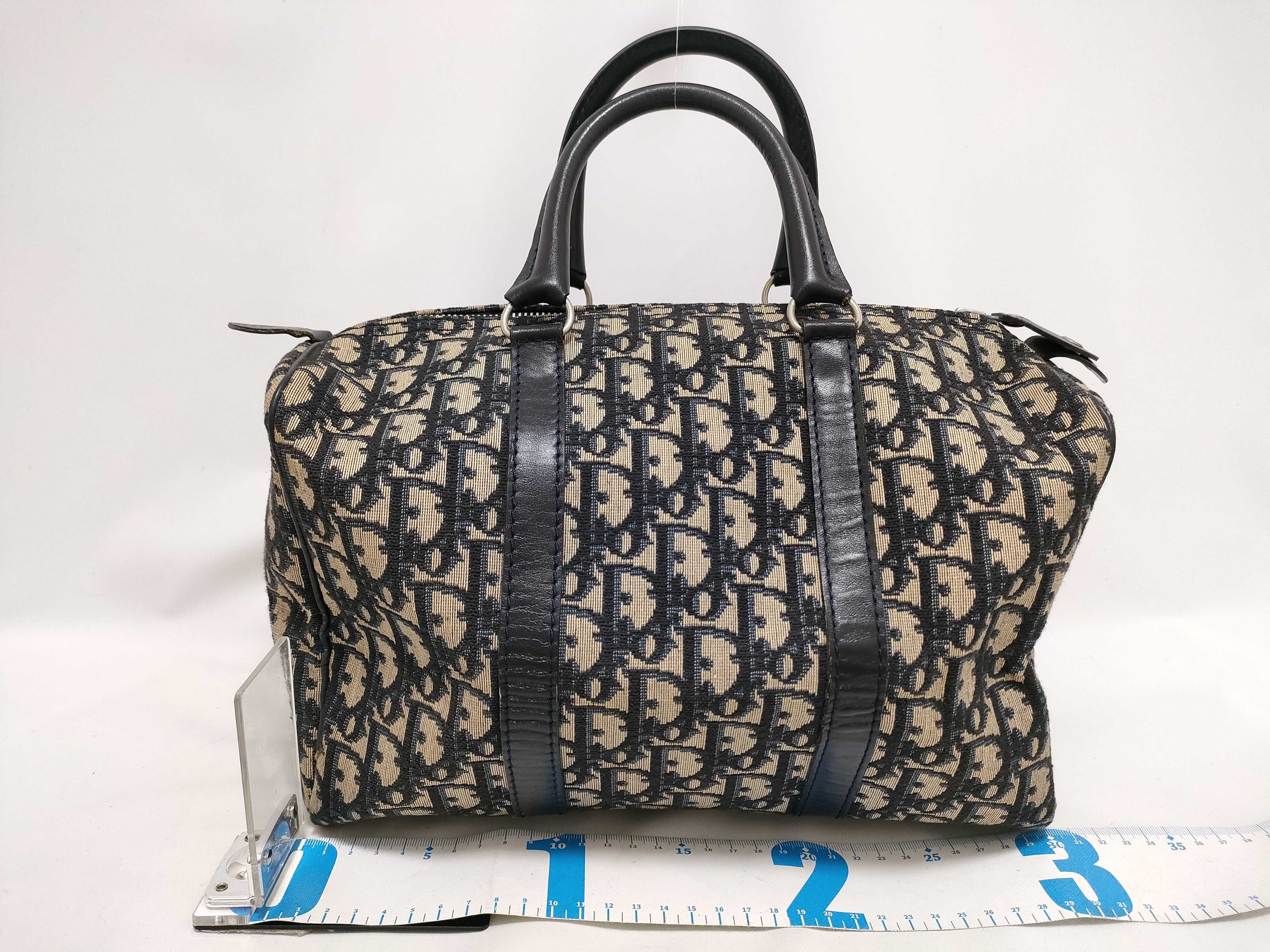Trotter Mini Boston Bag Handbag - Trotter Canvas Leather Navy Handbag — view 2