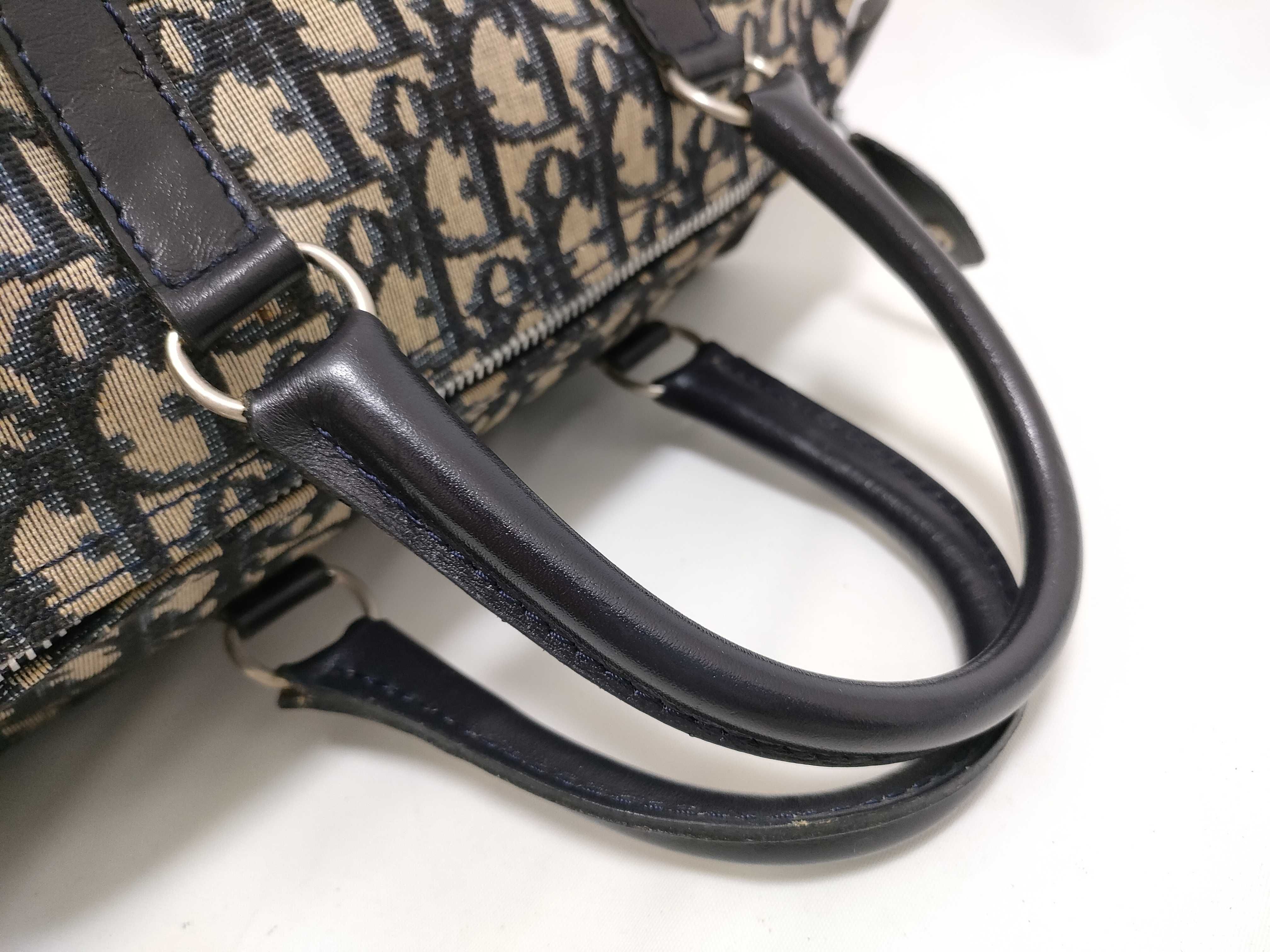 Trotter Mini Boston Bag Handbag - Trotter Canvas Leather Navy Handbag — view 3