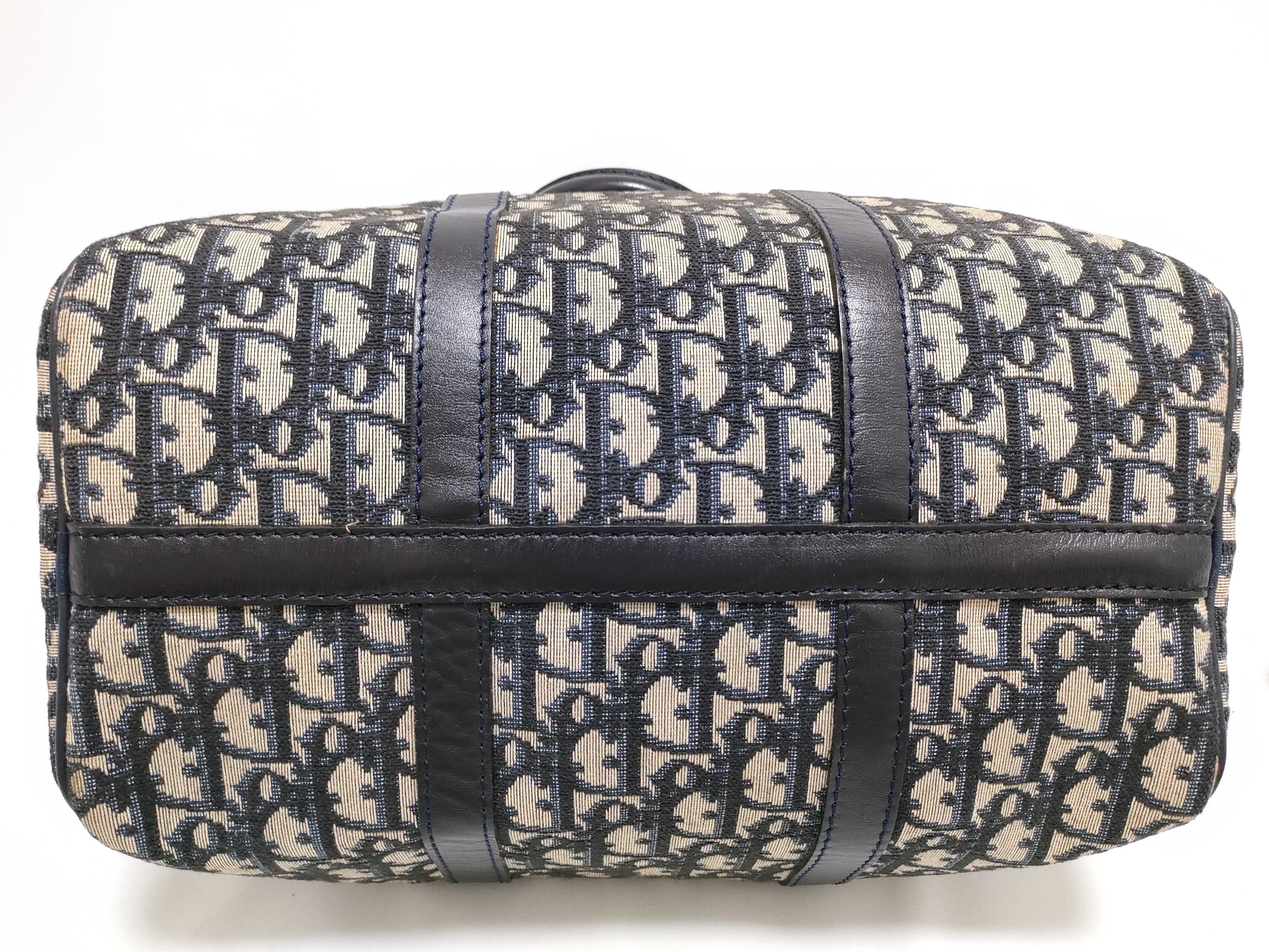 Trotter Mini Boston Bag Handbag - Trotter Canvas Leather Navy Handbag — view 8