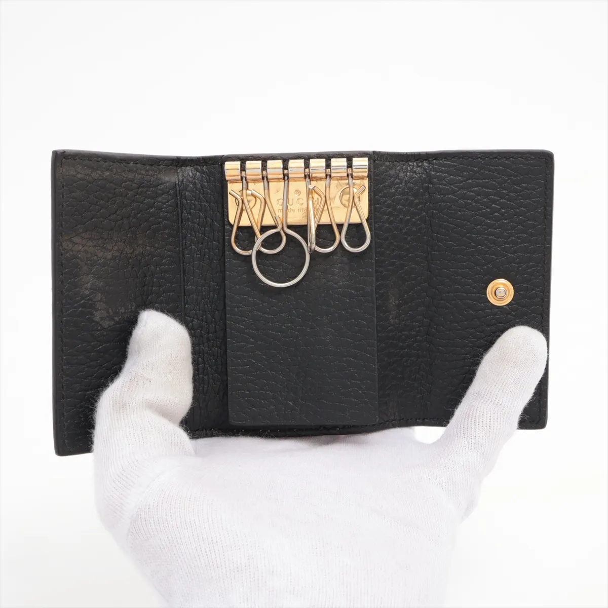 Double G 456118 PVC x Leather Key Case Black — view 4