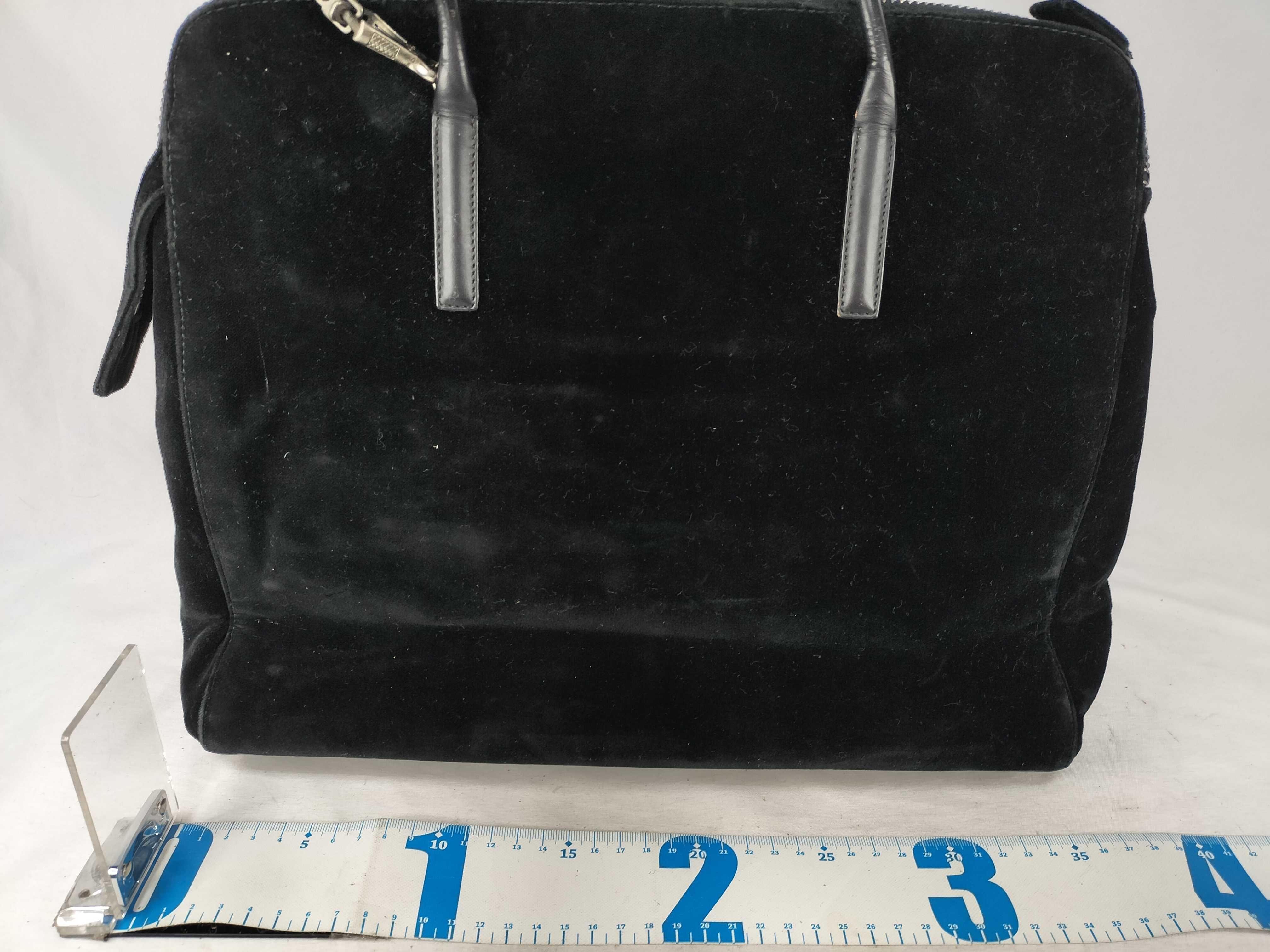 2-Way Triangle Logo Tote Shoulder Bag Velour Leather Shoulder Bag — view 2