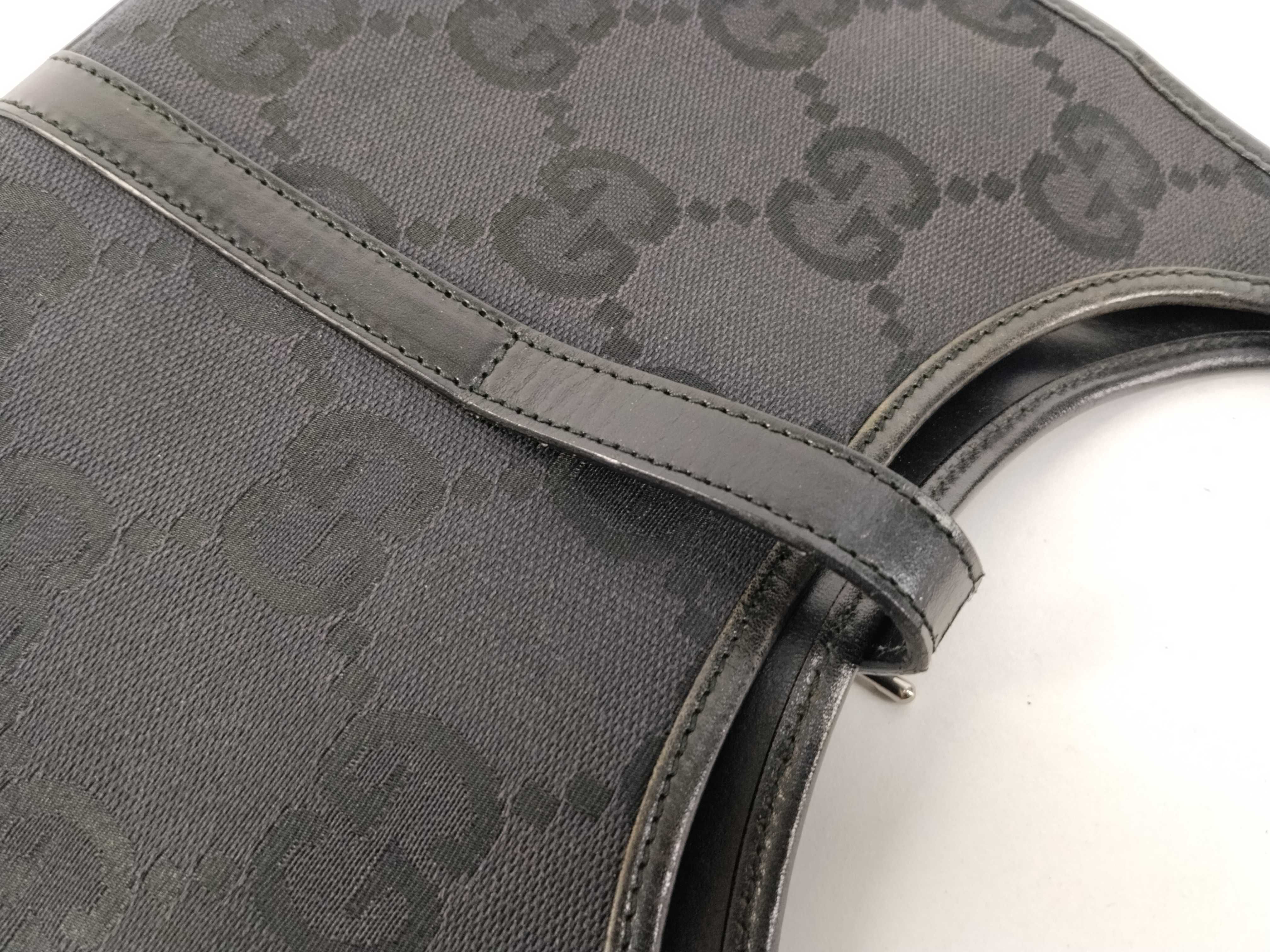 Jackie Canvas x Leather Handbag, Black — view 15