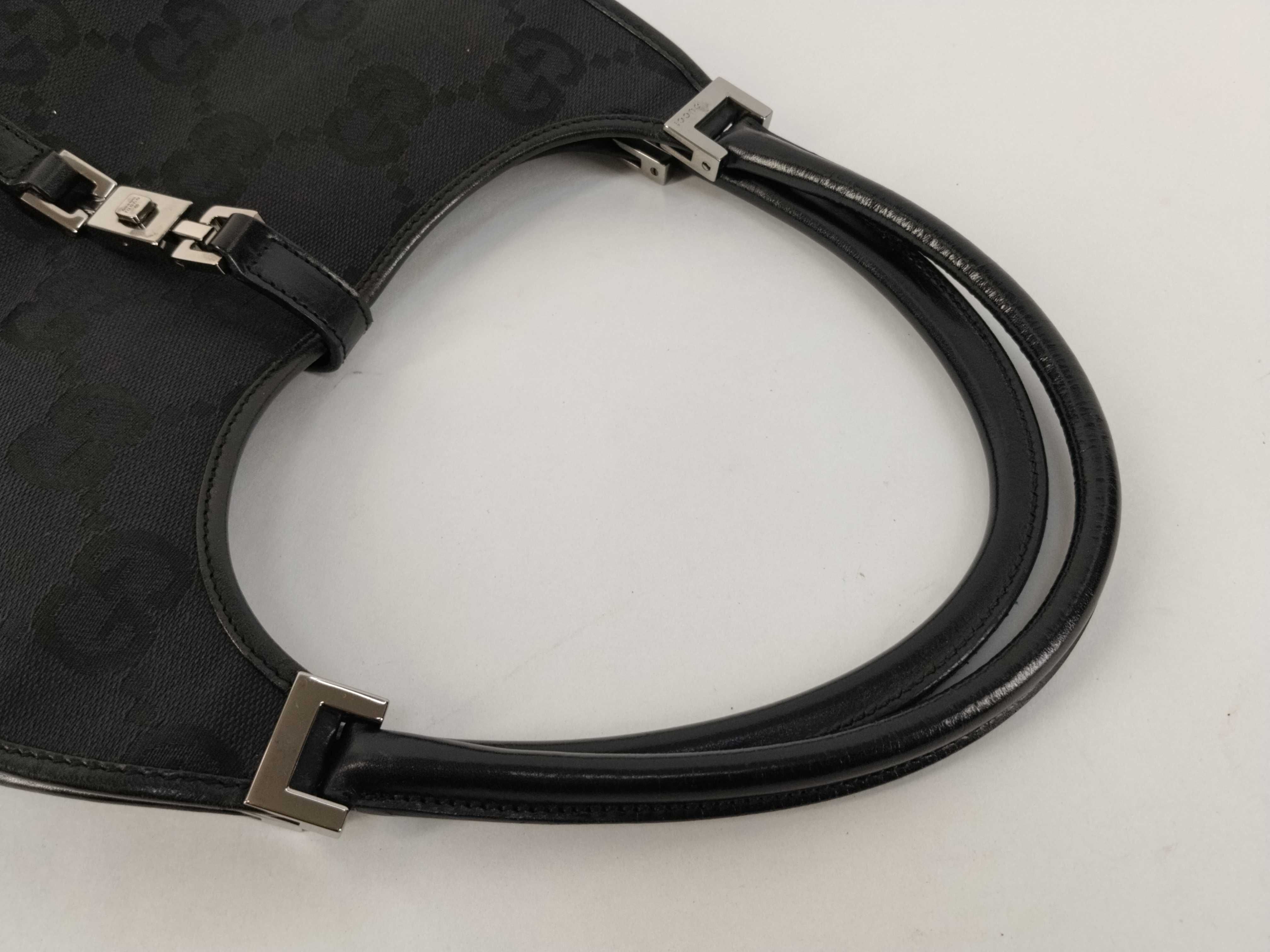 Jackie Canvas x Leather Handbag, Black — view 3