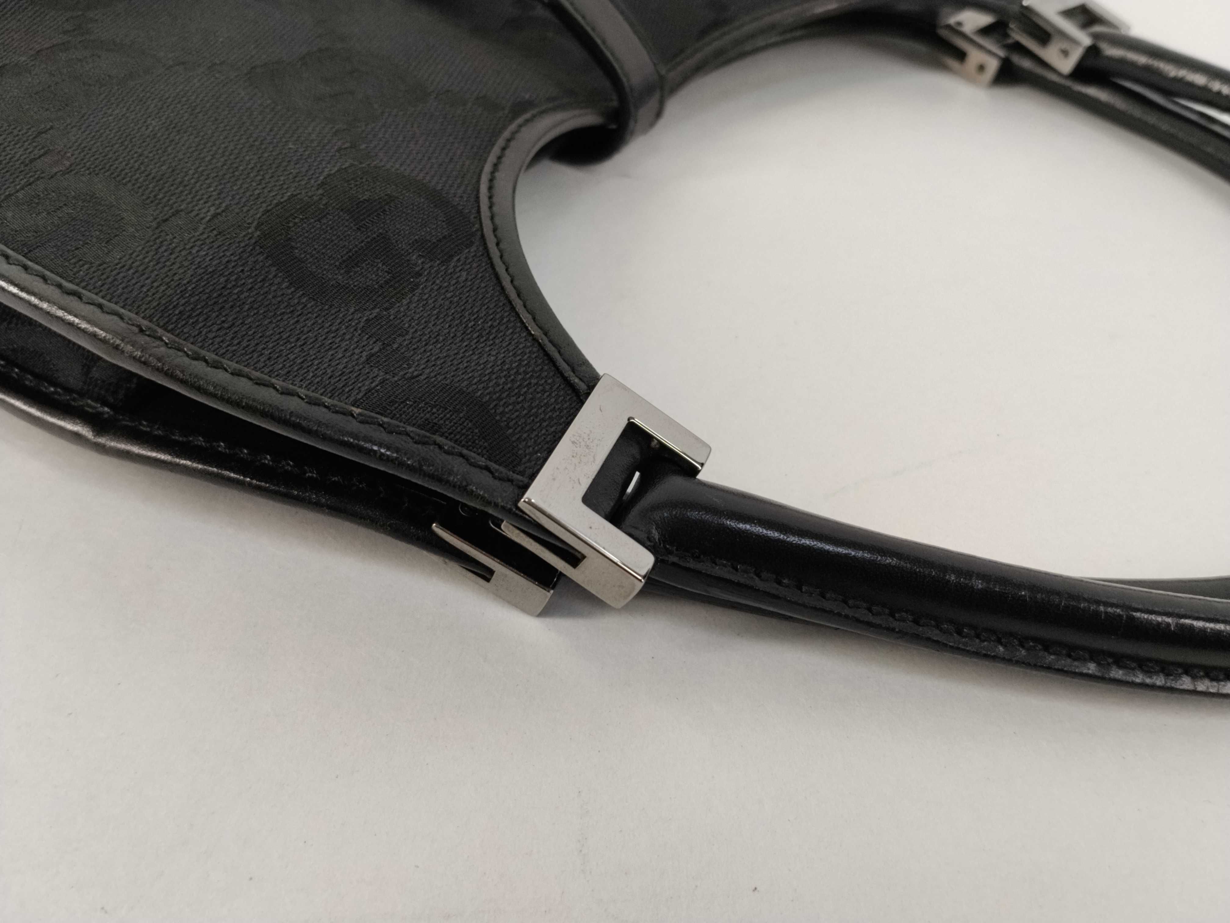 Jackie Canvas x Leather Handbag, Black — view 5