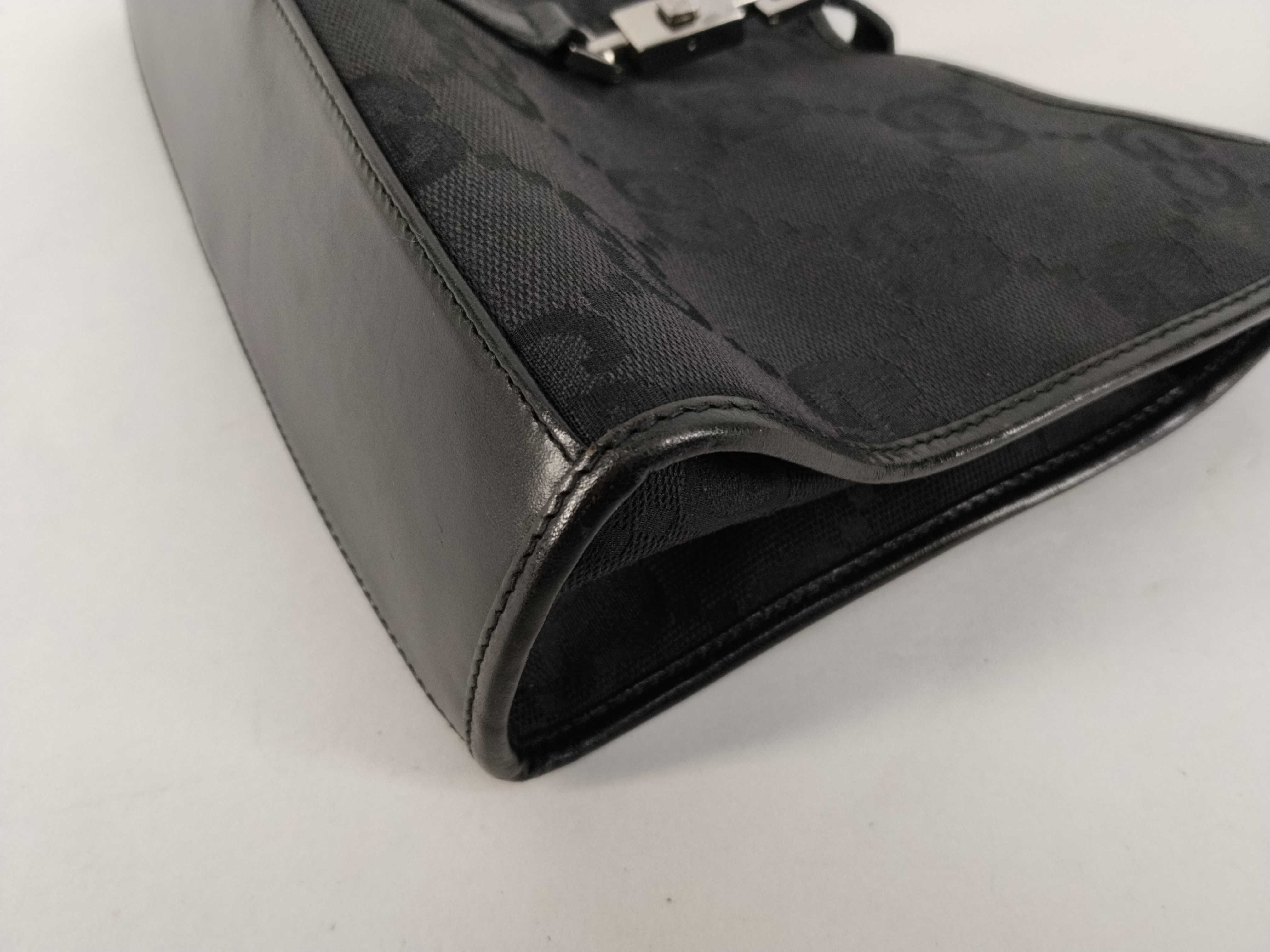 Jackie Canvas x Leather Handbag, Black — view 6