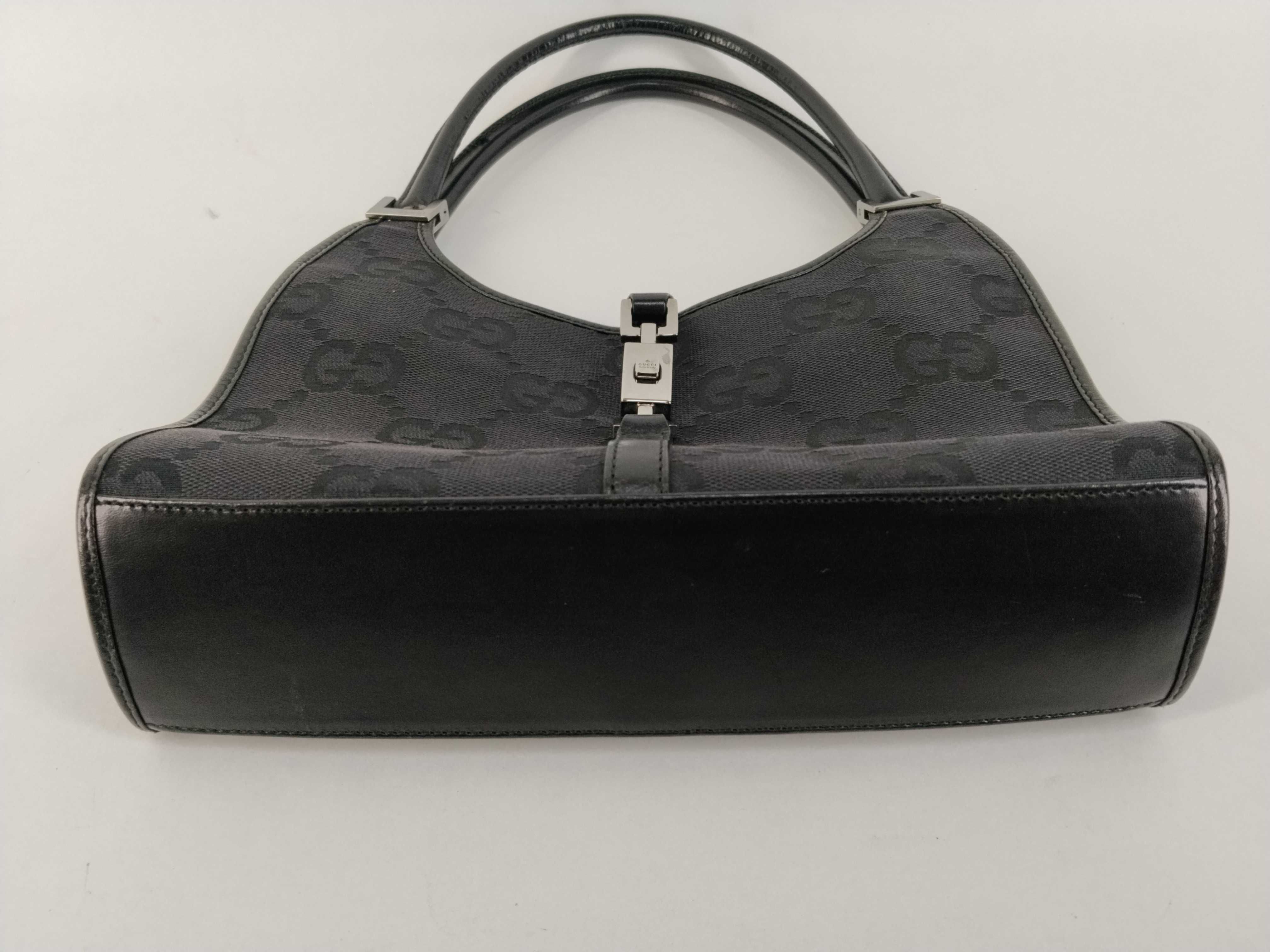 Jackie Canvas x Leather Handbag, Black — view 7
