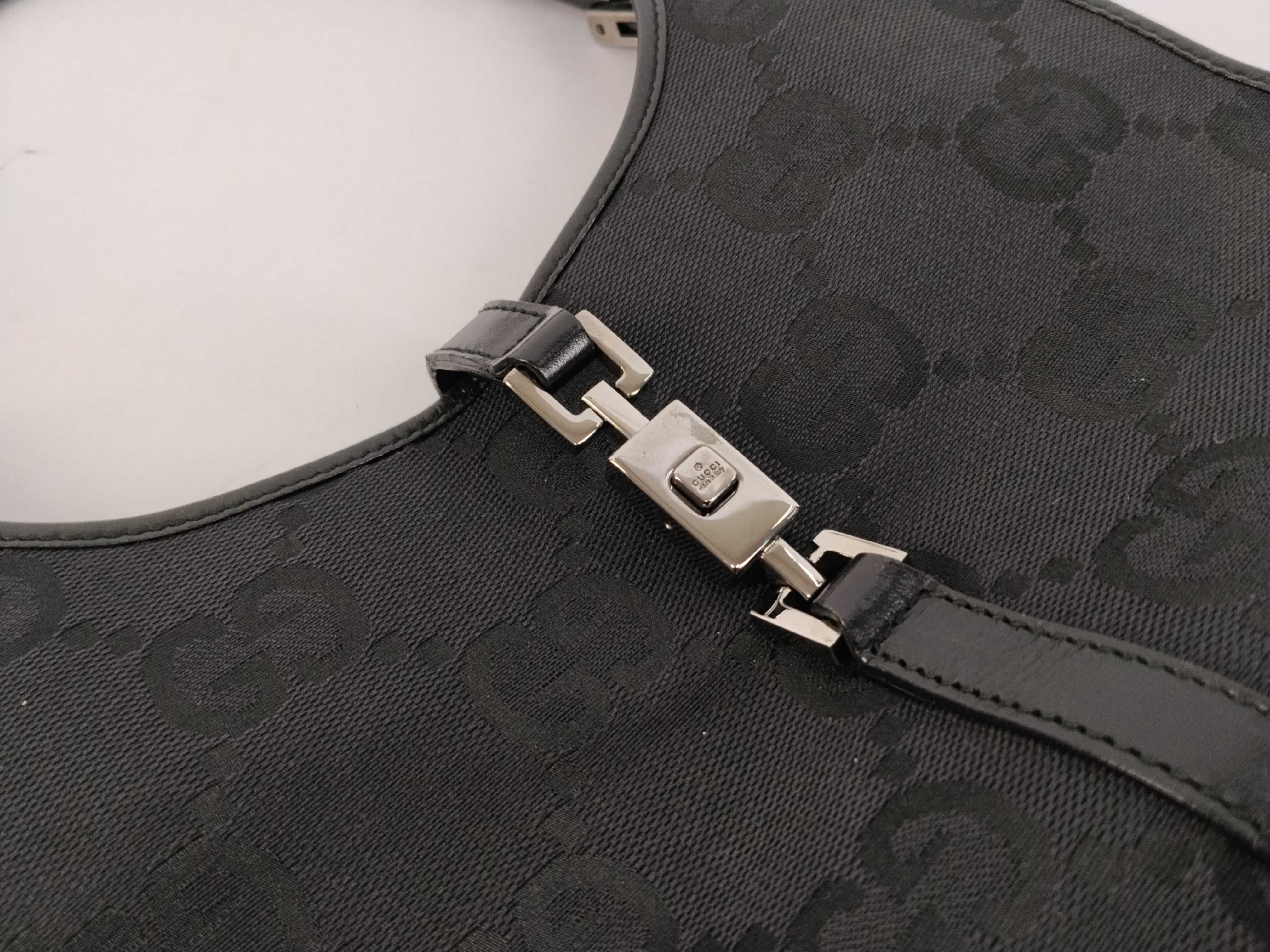 Jackie Canvas x Leather Handbag, Black — view 8