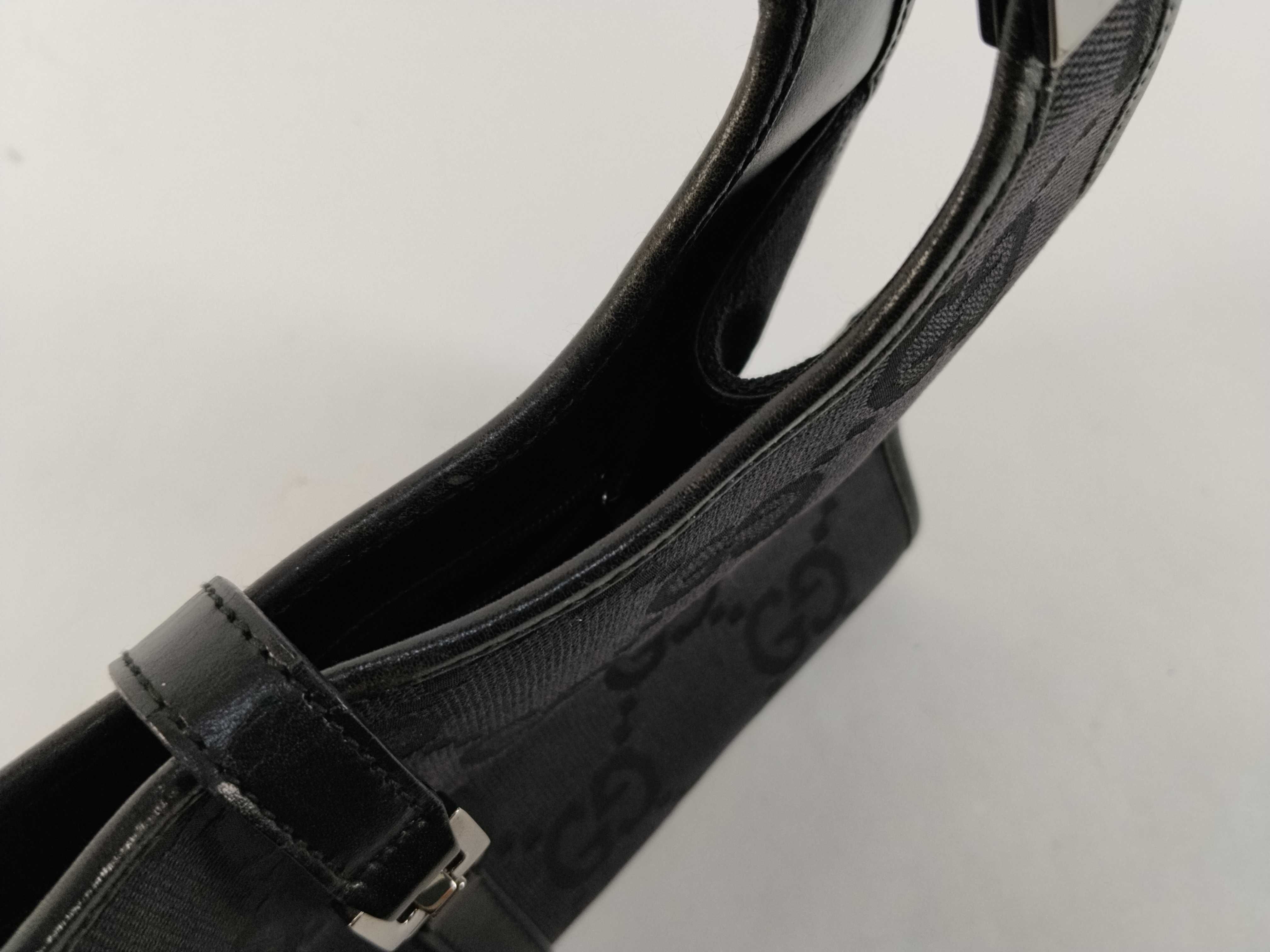 Jackie Canvas x Leather Handbag, Black — view 9