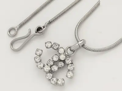Coco Rhinestone Silver Necklace, Chain approx. 42cm