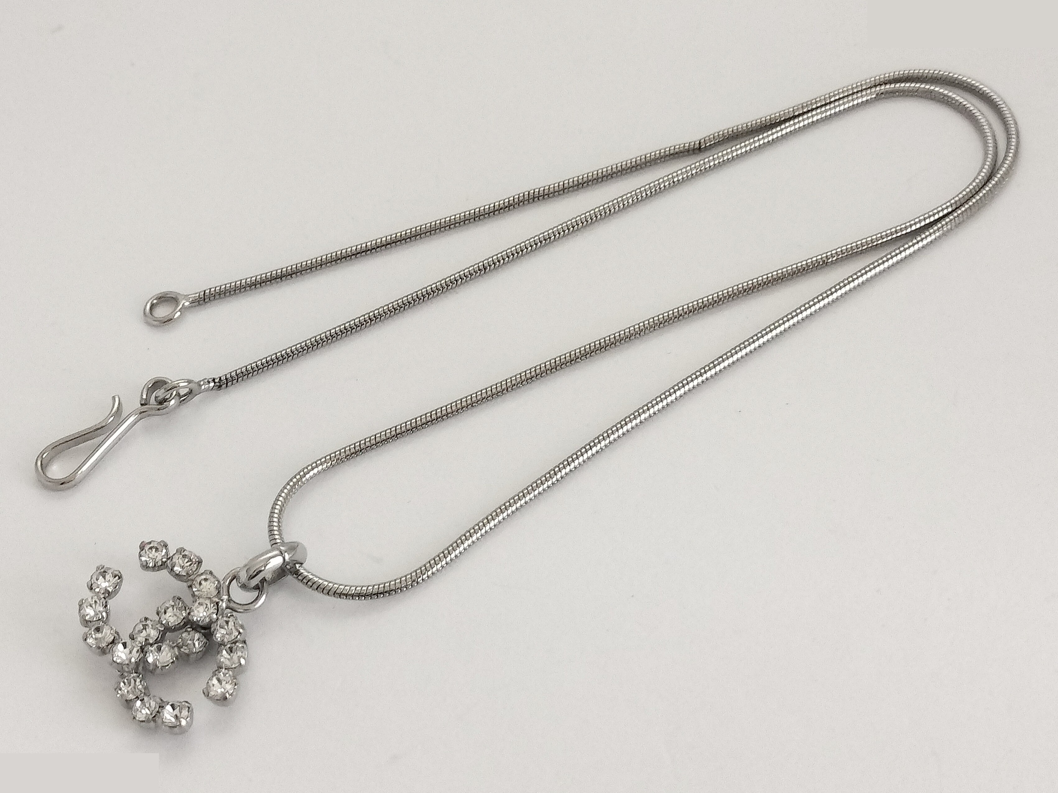 Coco Rhinestone Silver Necklace, Chain approx. 42cm — view 2