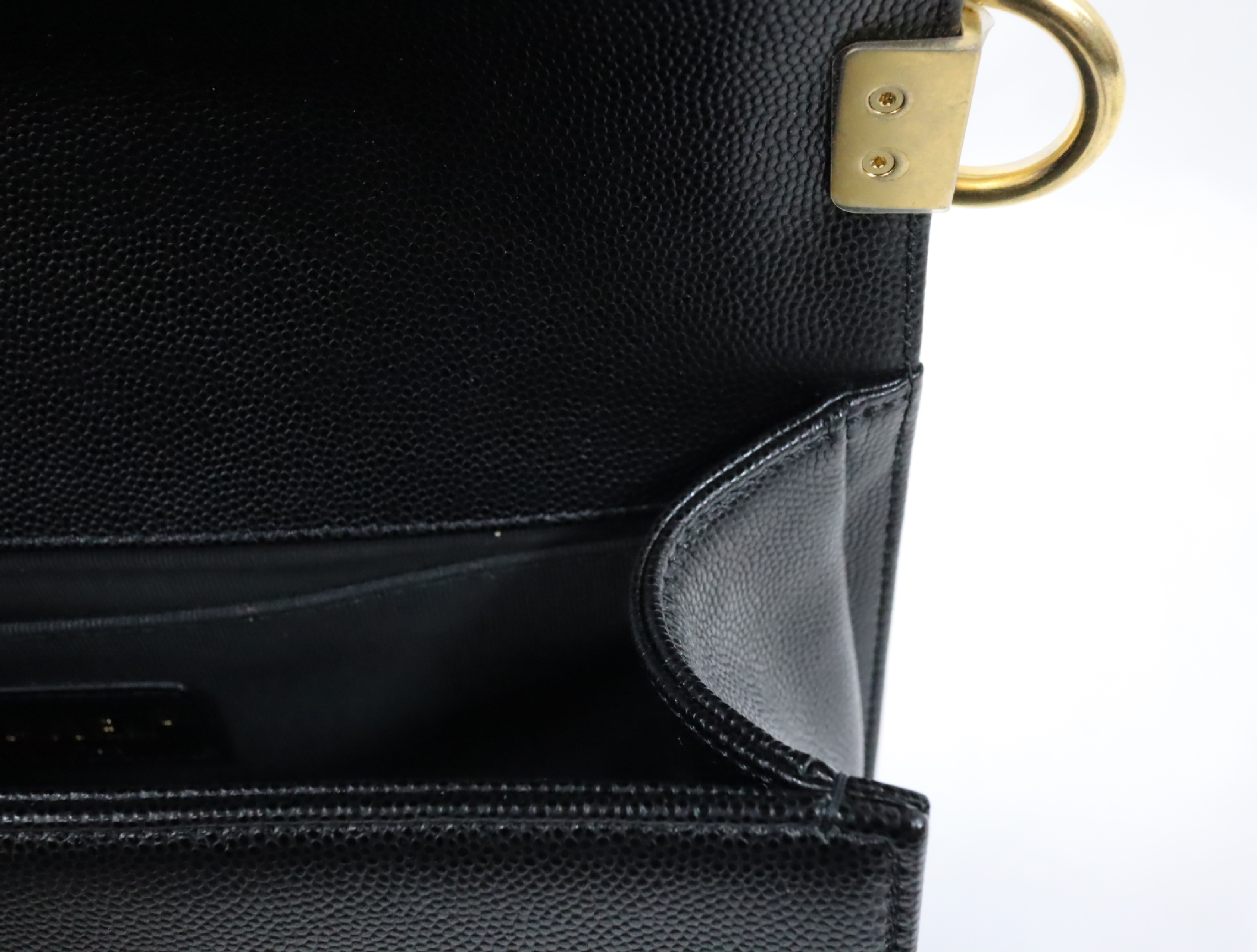 Boy Chanel 25 Caviar Skin Chain Shoulder Bag, Black with Gold Hardware and Random Plate Design, A67086 — view 14