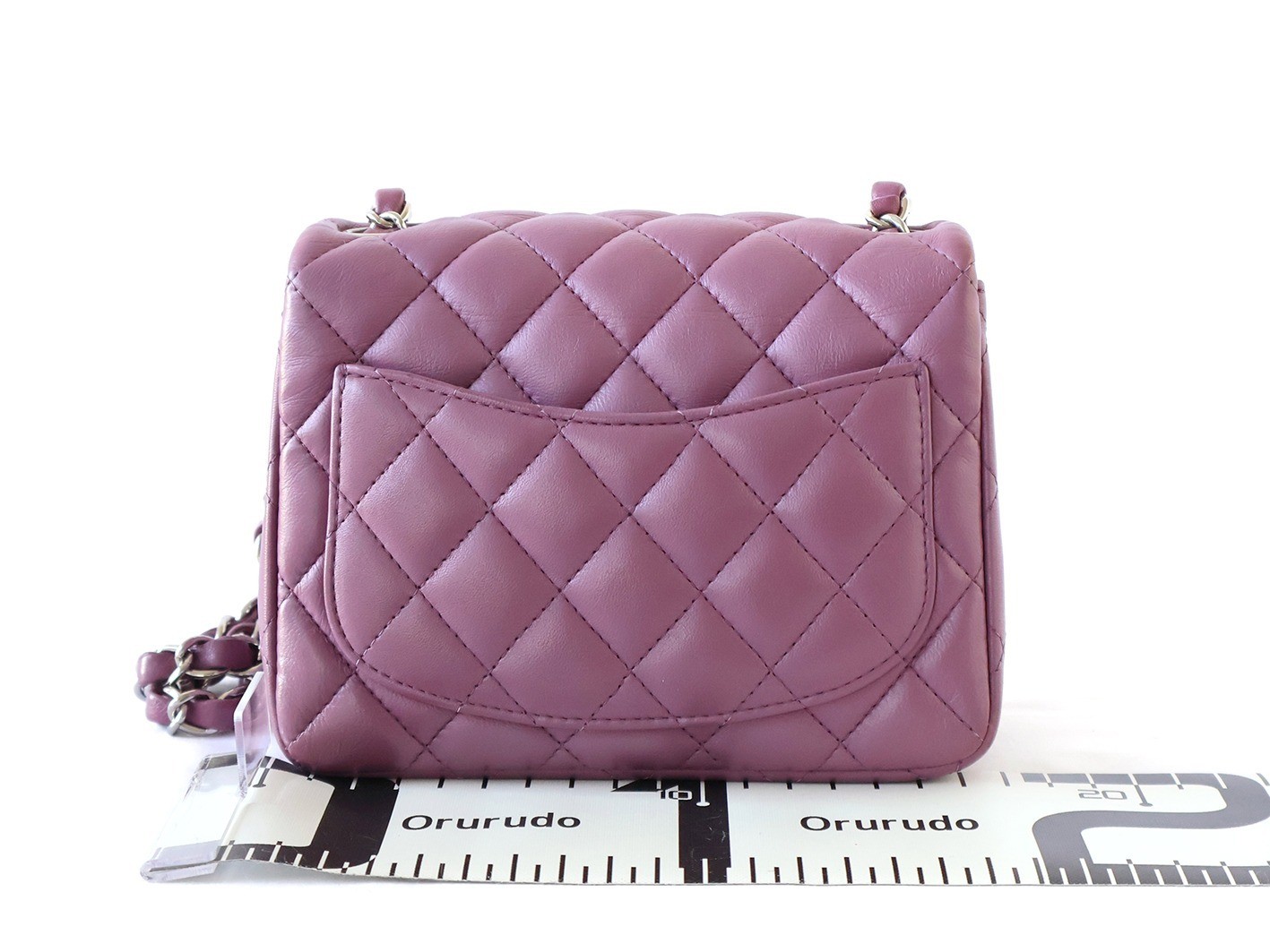 Mini Matelassé 17 Lambskin Chain Shoulder Bag, Purple — view 2