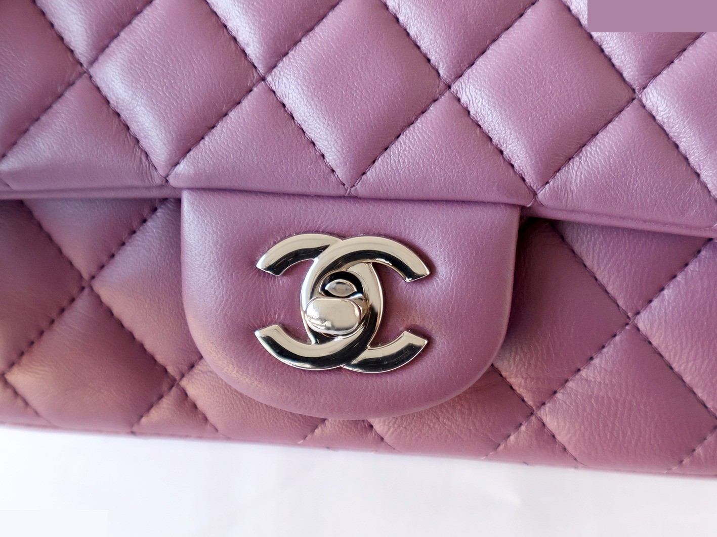 Mini Matelassé 17 Lambskin Chain Shoulder Bag, Purple — view 8