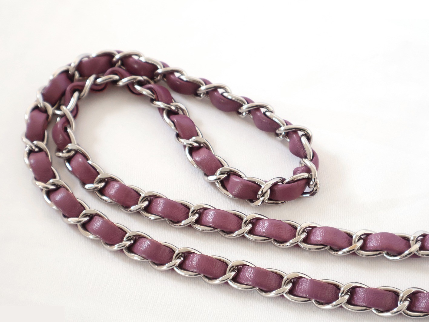 Mini Matelassé 17 Lambskin Chain Shoulder Bag, Purple — view 9