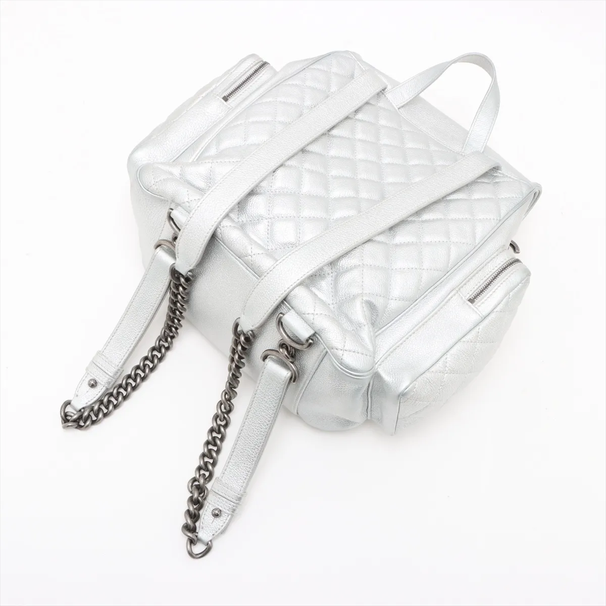 Matelasse Leather Chain Backpack Silver Gunmetal Metal Fittings 22288328 22nd Series — view 5