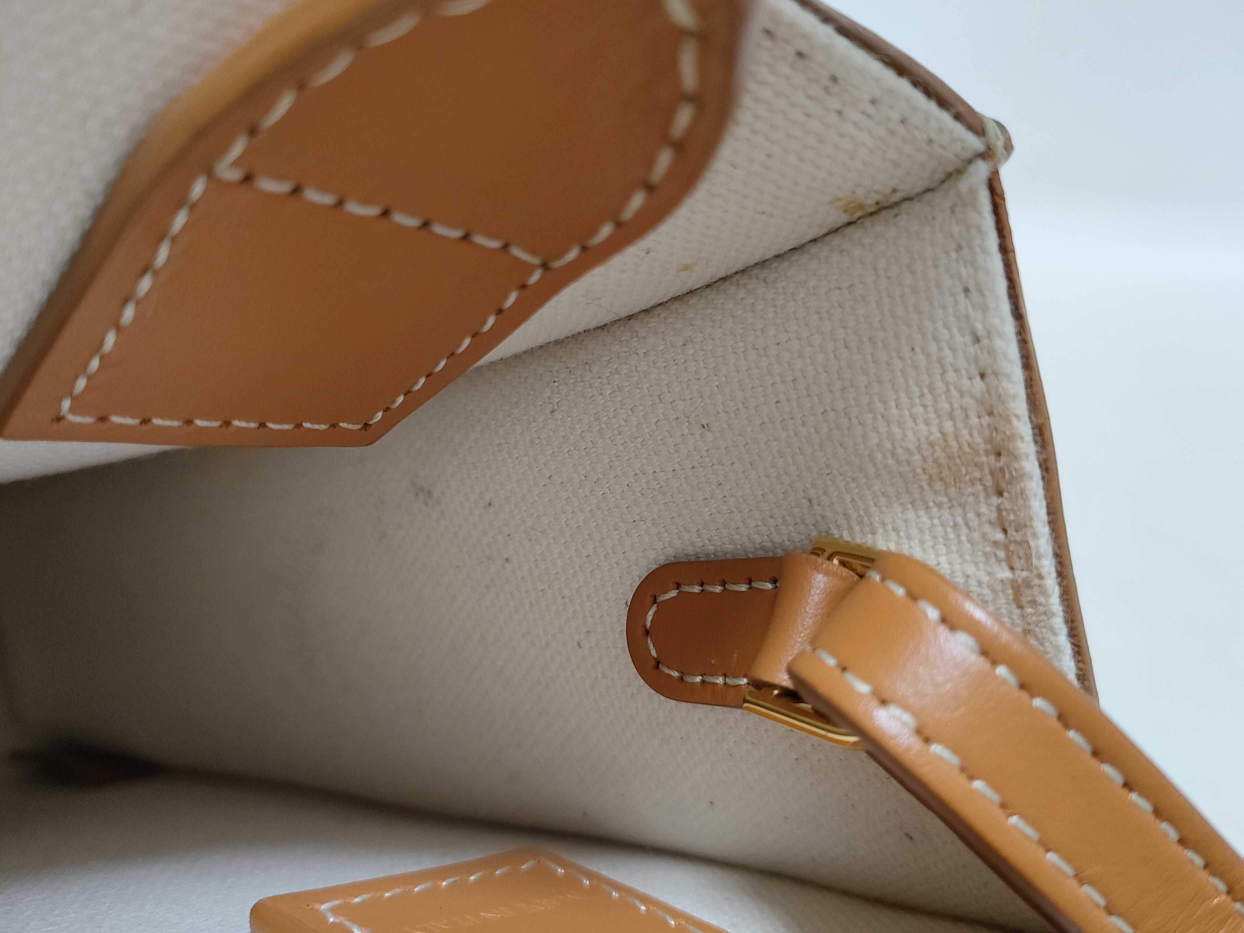 Mini Vertical Cabas Canvas x Leather 2-Way Handbag Beige x Brown Handbag — view 12