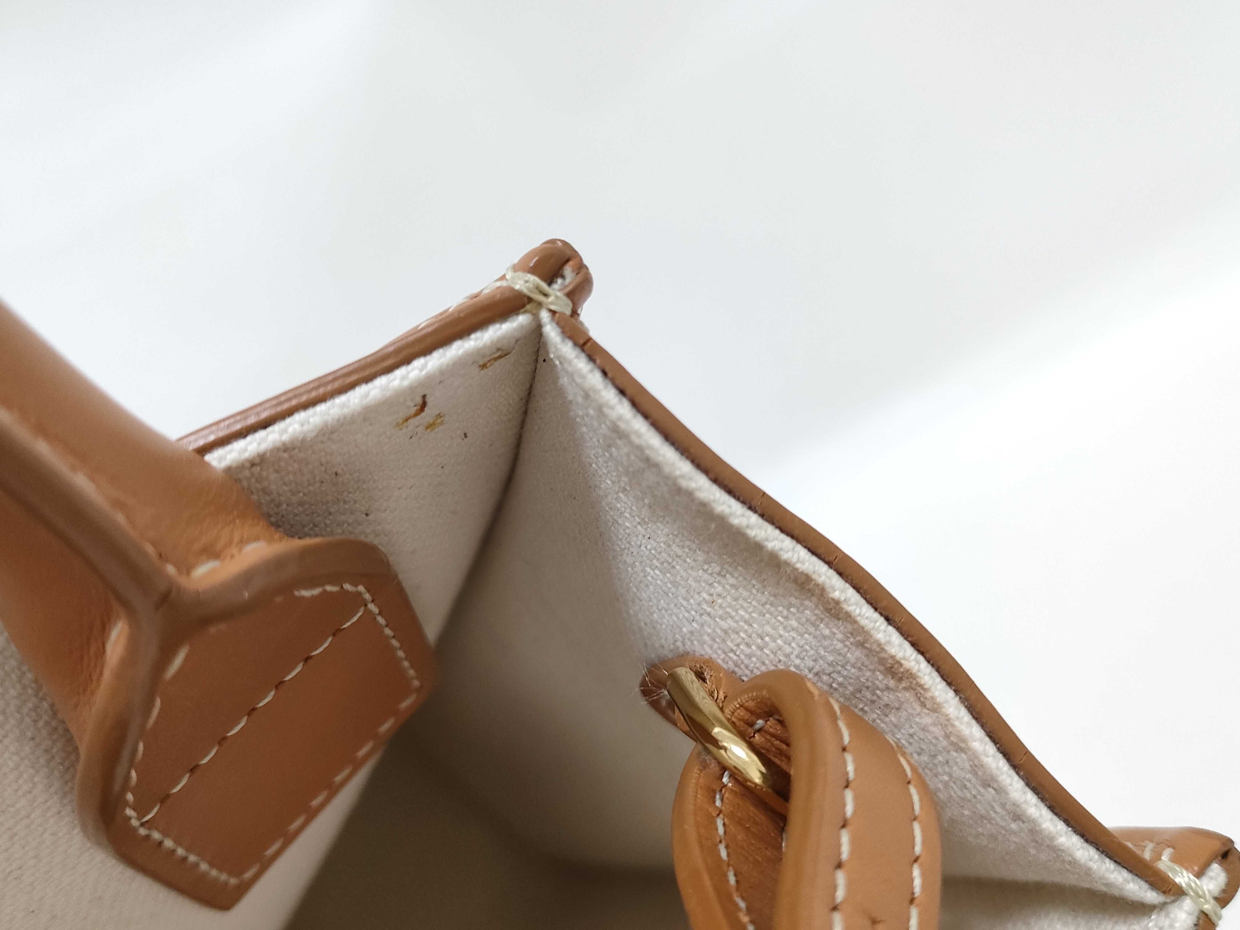 Mini Vertical Cabas Canvas x Leather 2-Way Handbag Beige x Brown Handbag — view 8