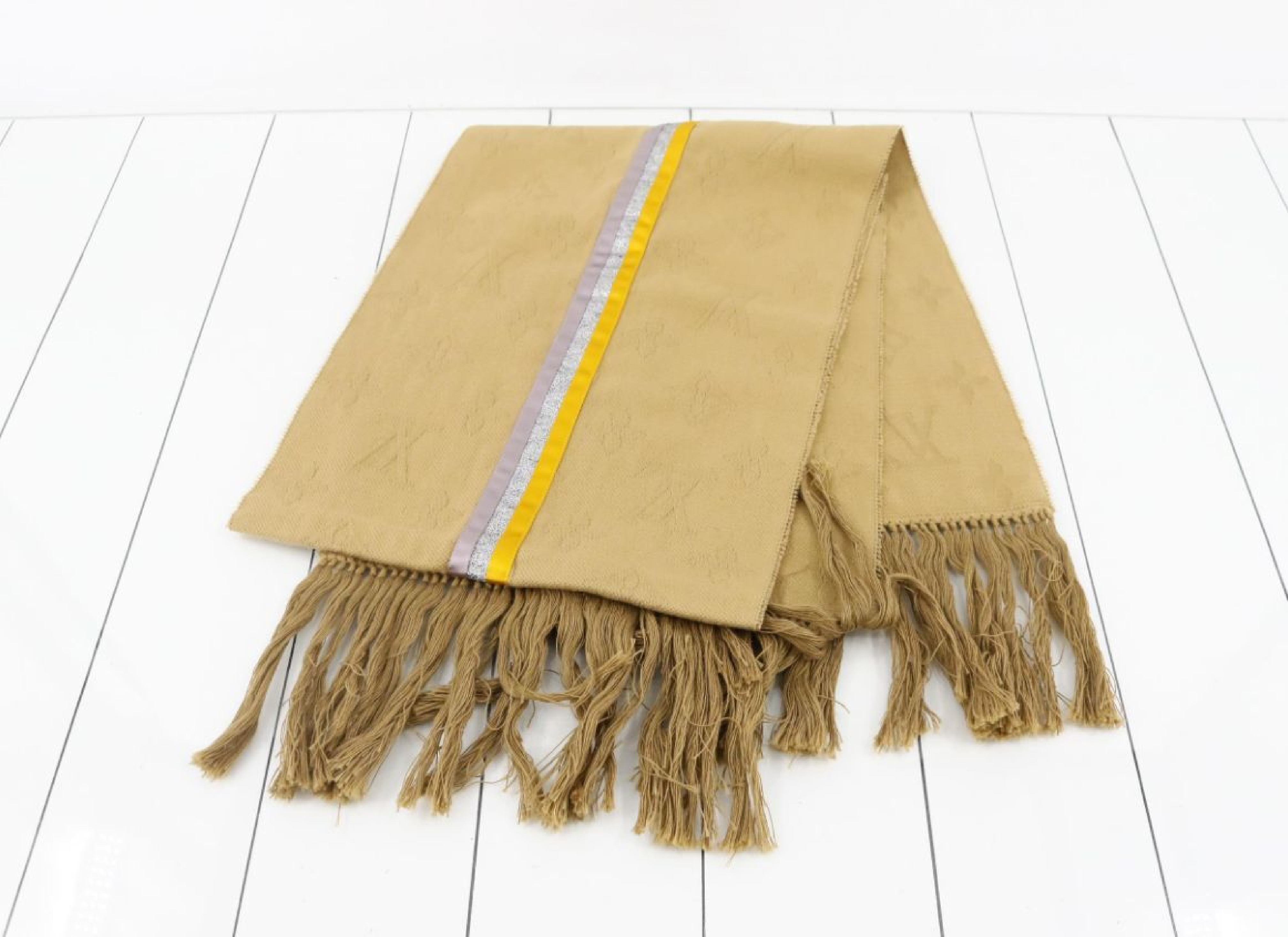 Monogram Fringe Cotton Silk Long Scarf (with domestic tags) Other accessories — view 3