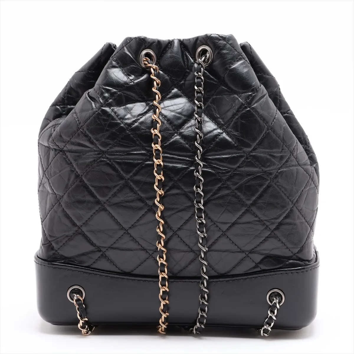 Gabrielle de Chanel Vintage Calfskin Chain Backpack, Black with Gold and Silver Hardware, 26609693, Serial Number 26 — view 2