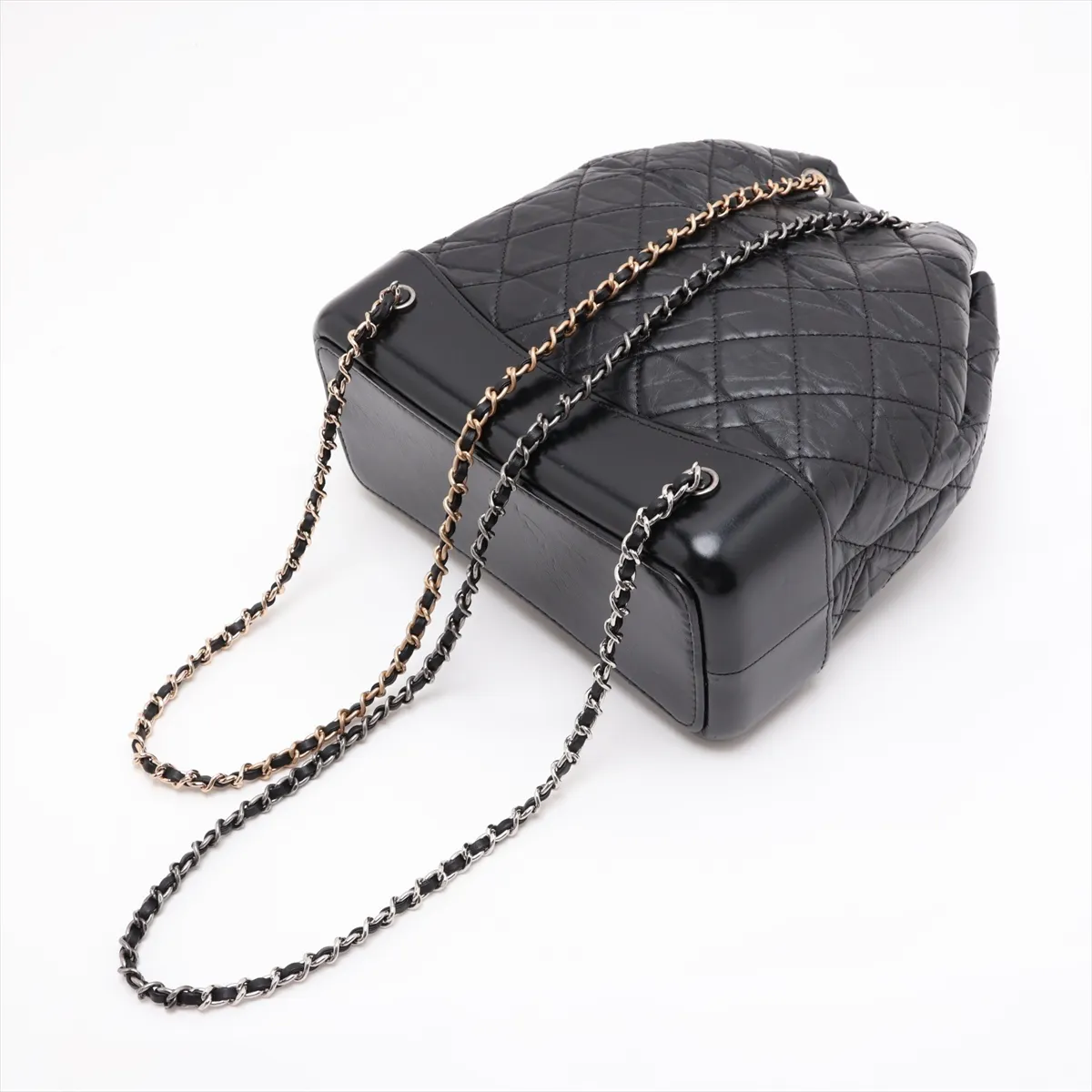 Gabrielle de Chanel Vintage Calfskin Chain Backpack, Black with Gold and Silver Hardware, 26609693, Serial Number 26 — view 5