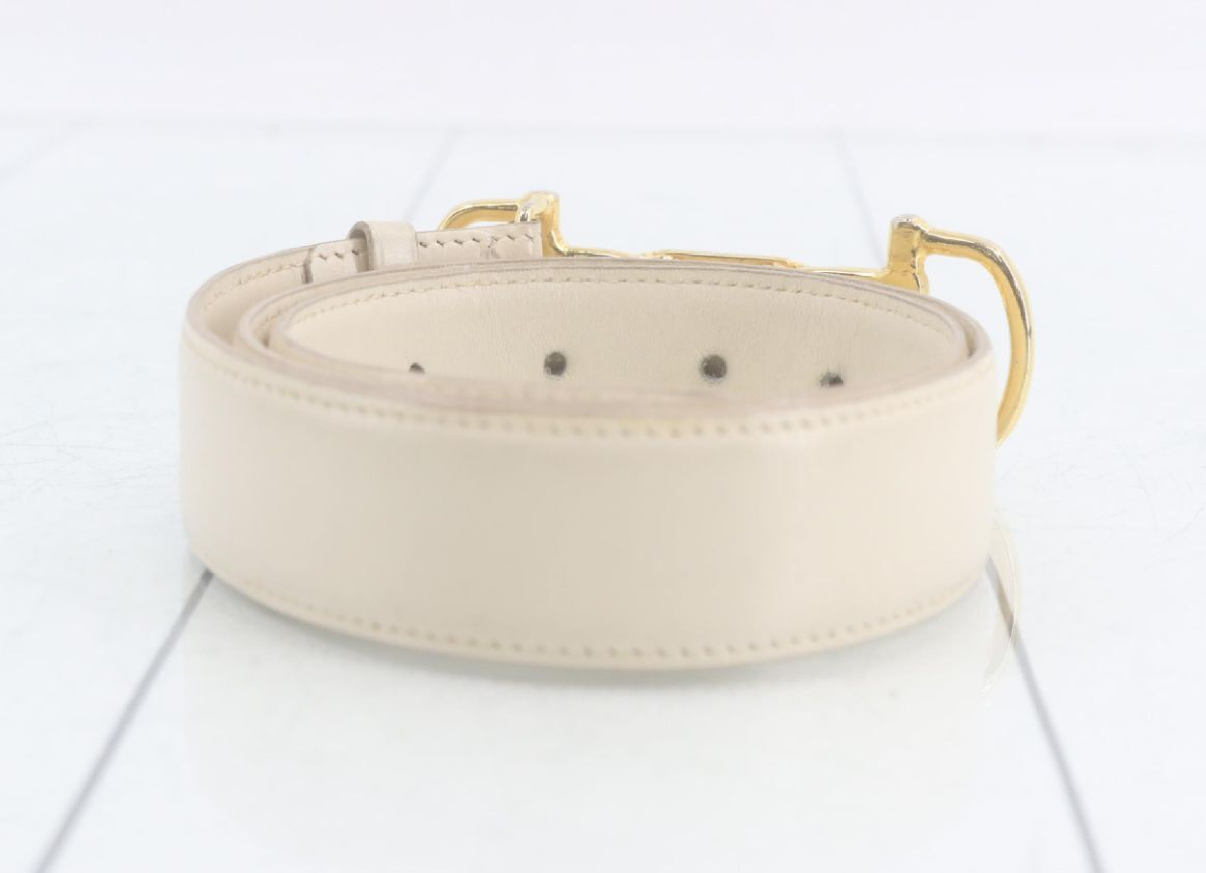 Leather Belt with Equestrian Buckle Motif (Size 90) — view 2
