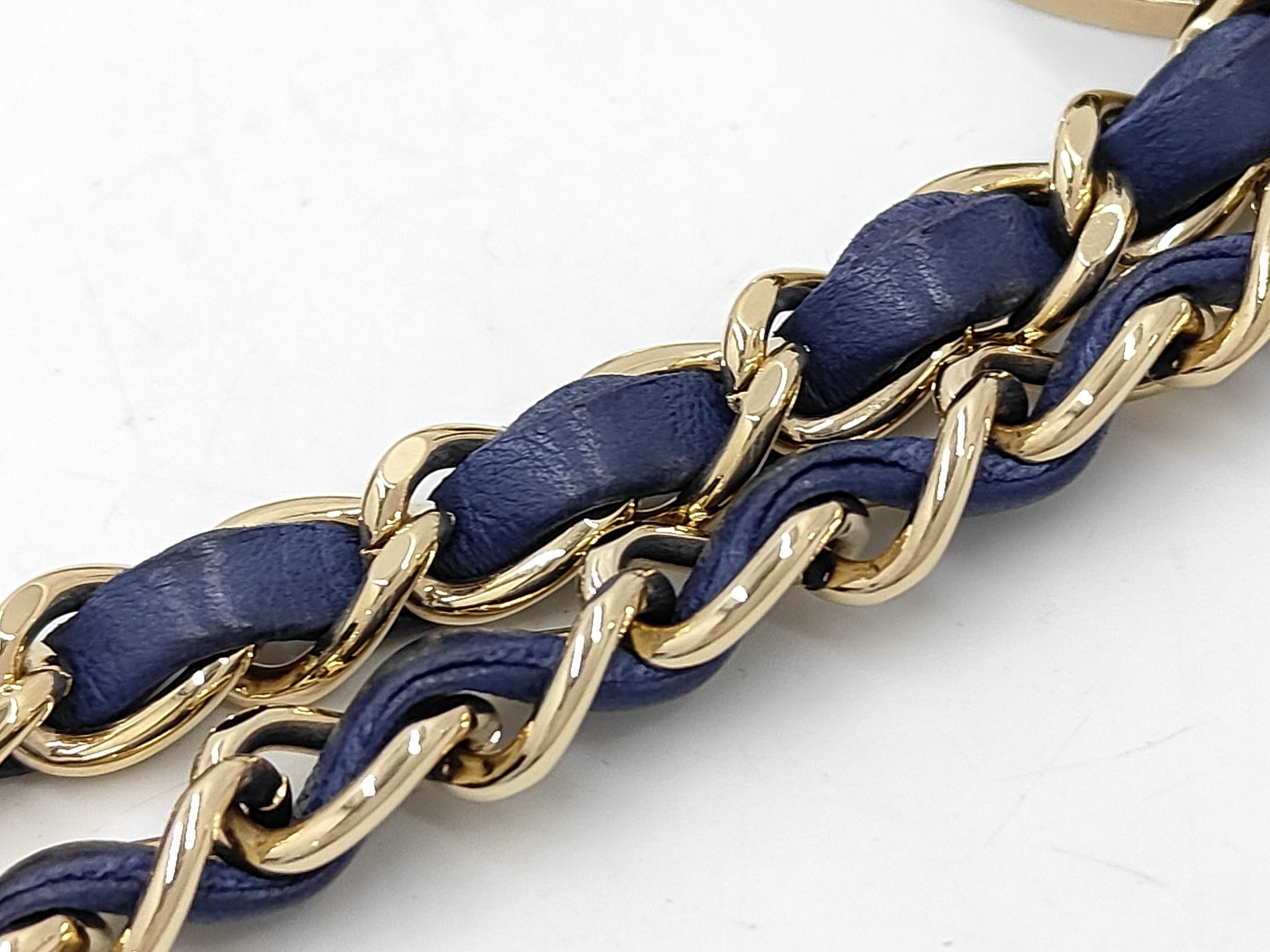 Lambskin Matelassé Navy Shoulder Bag with Heart Charm and Chain - Valentine's Day Gift — view 4