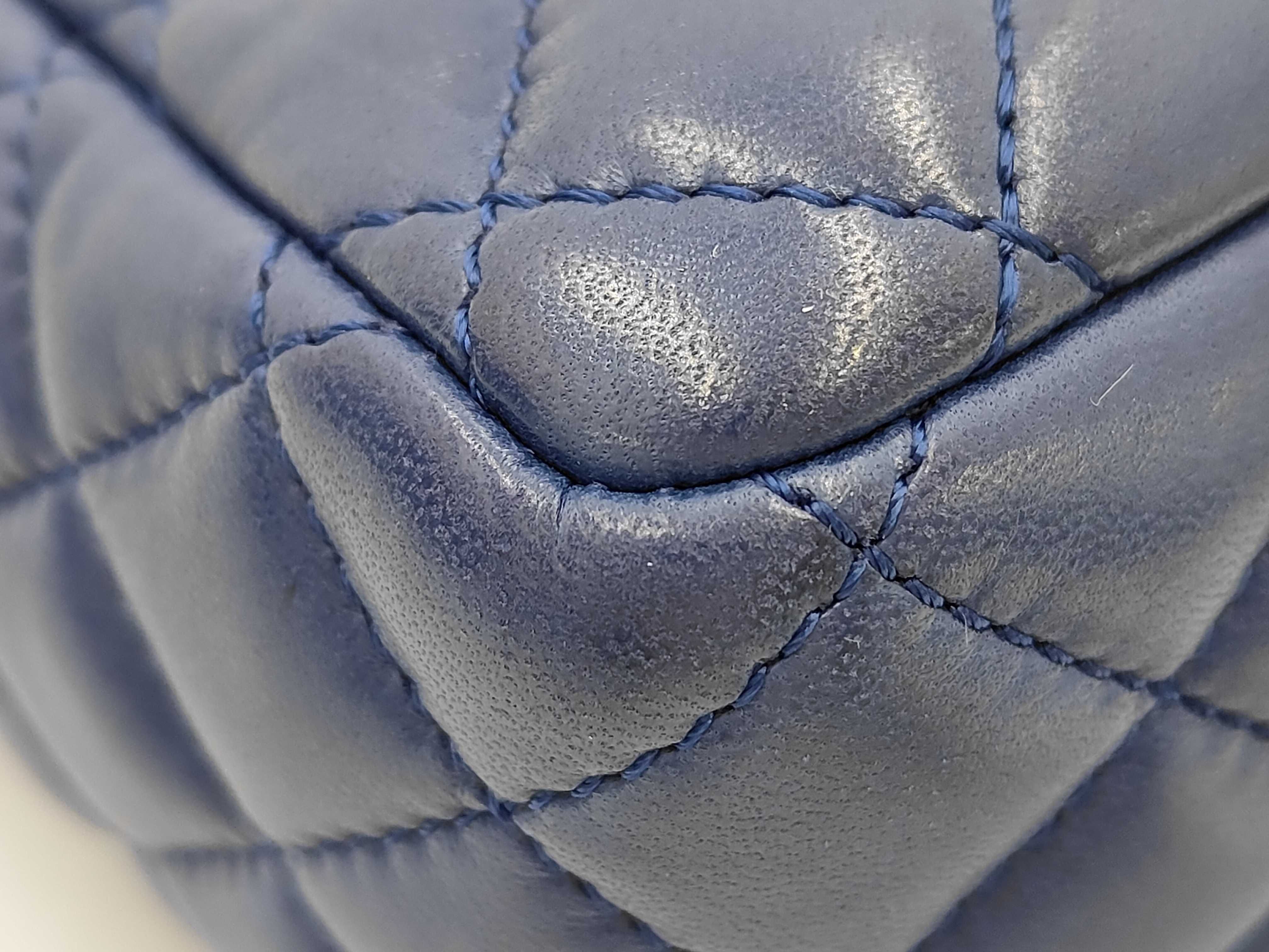Lambskin Matelassé Navy Shoulder Bag with Heart Charm and Chain - Valentine's Day Gift — view 5