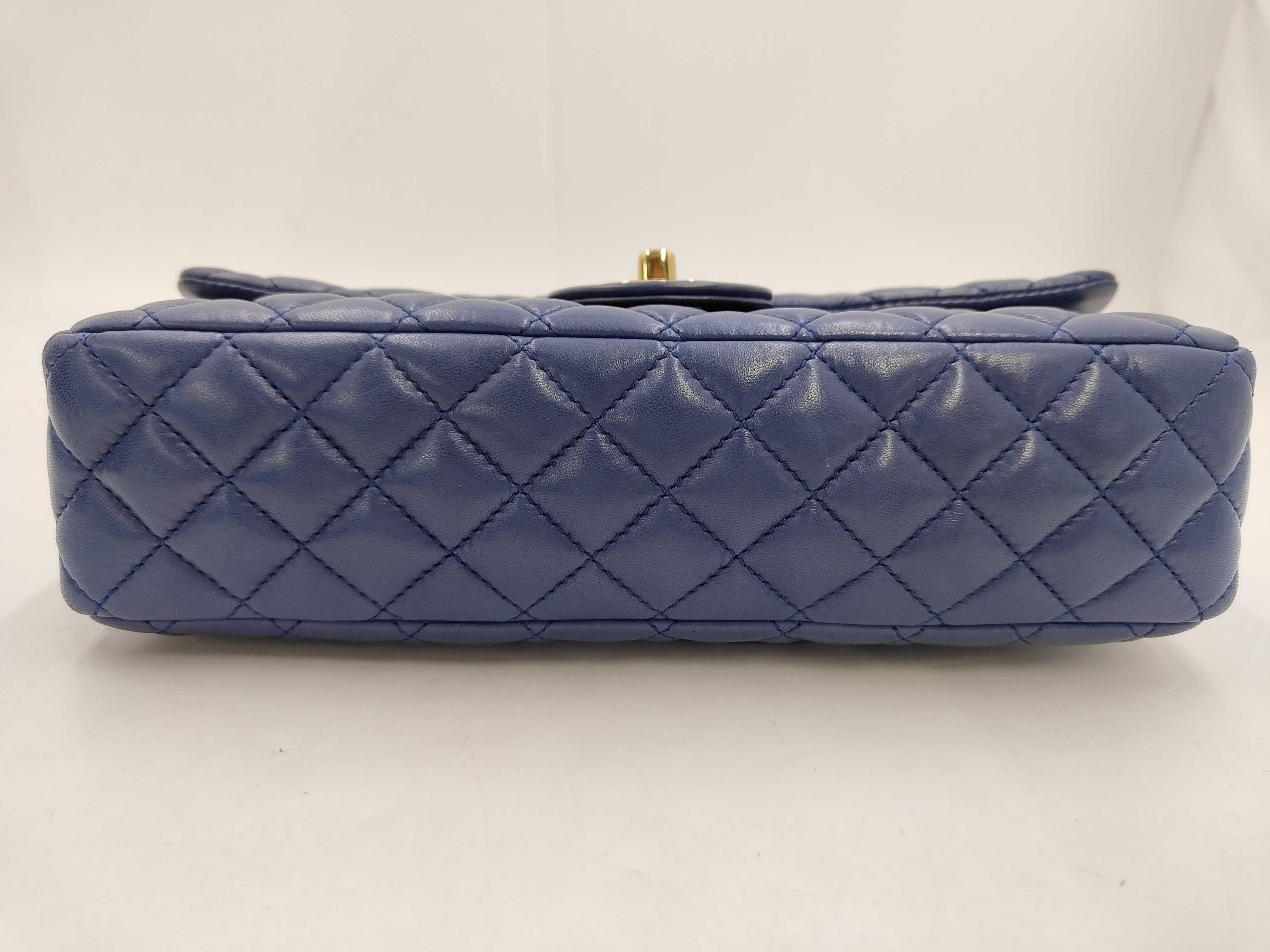 Lambskin Matelassé Navy Shoulder Bag with Heart Charm and Chain - Valentine's Day Gift — view 6