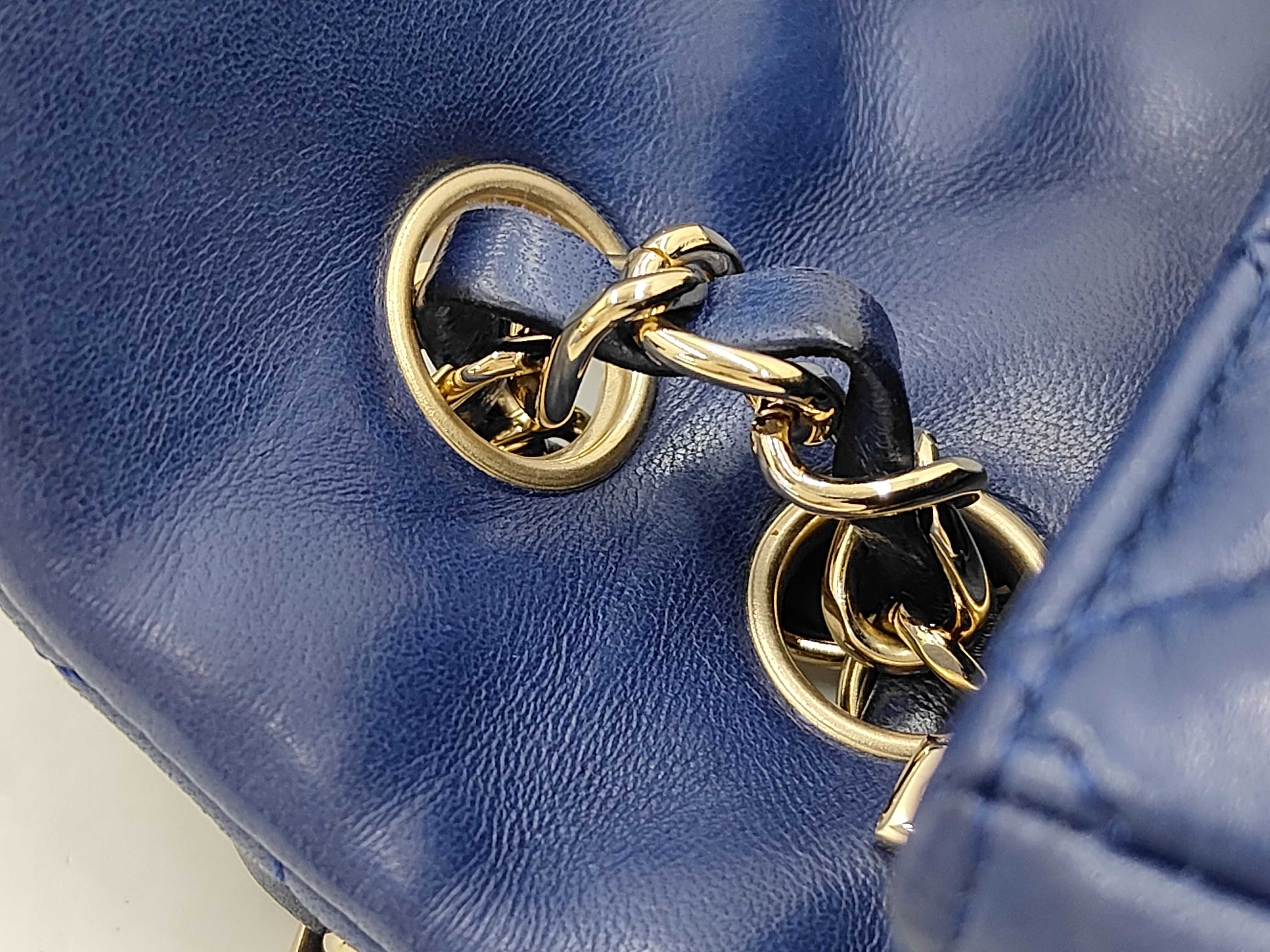 Lambskin Matelassé Navy Shoulder Bag with Heart Charm and Chain - Valentine's Day Gift — view 8