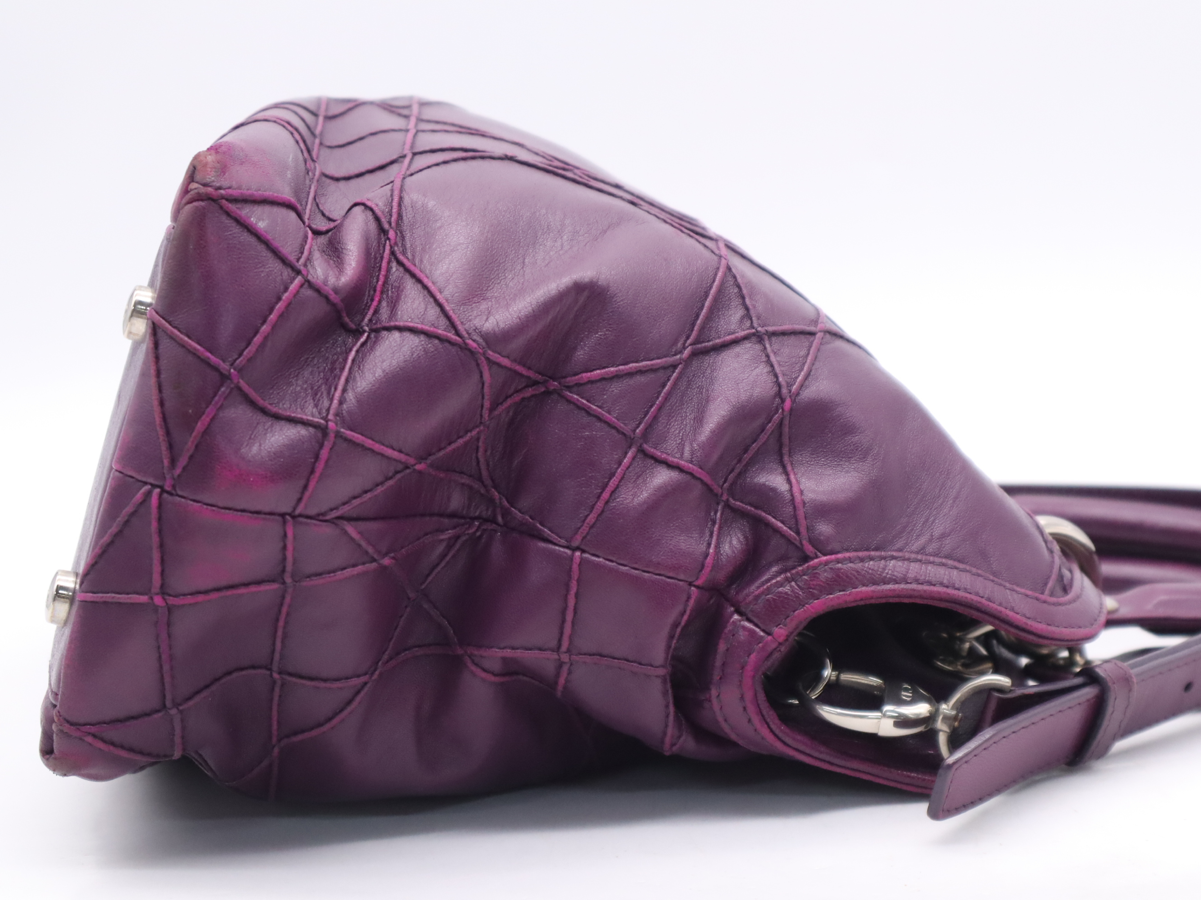 Leather Granville 2-way Bag, Purple, Silver Hardware, with Shoulder Strap, Handbag — view 5