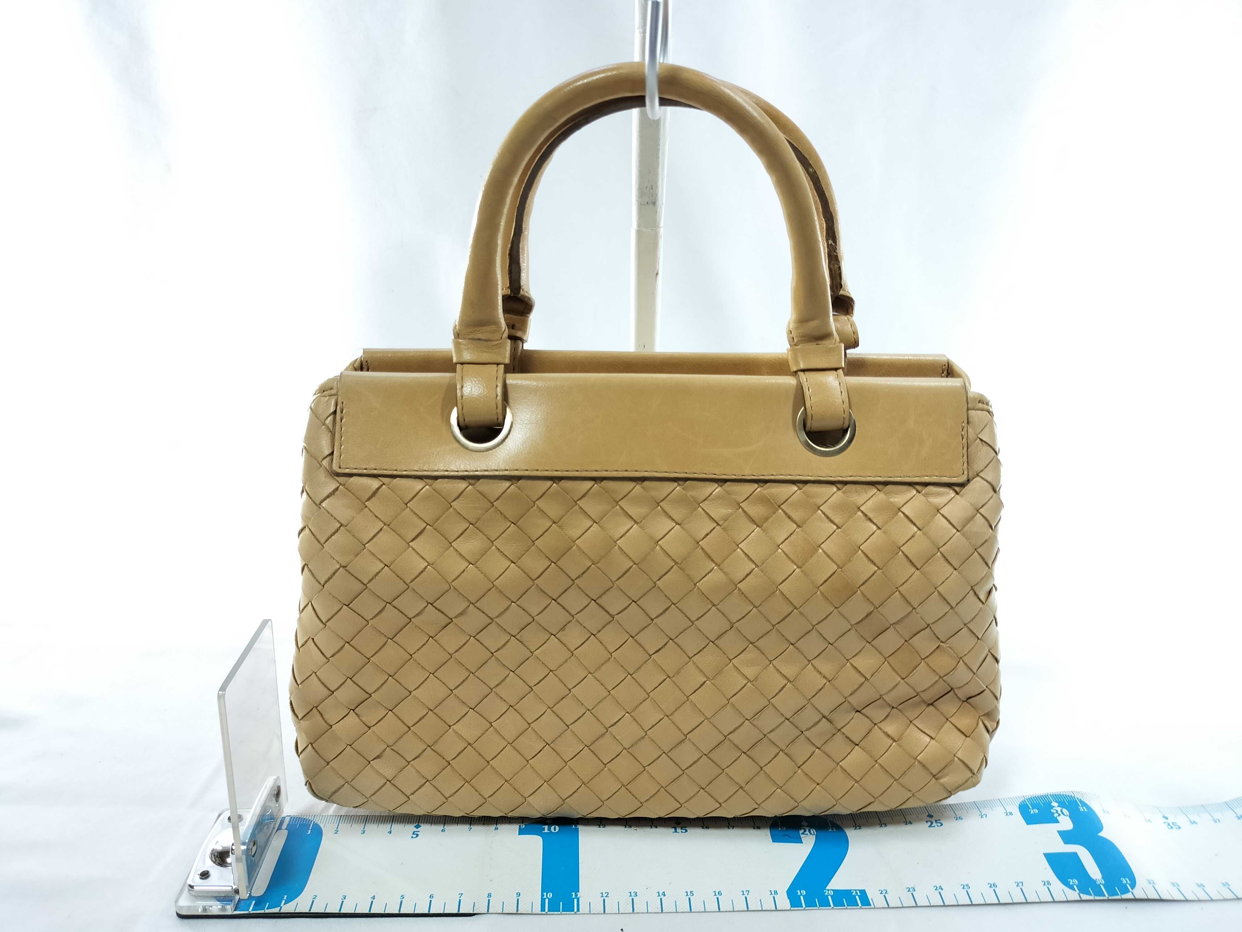 Intrecciato 2-Way Handbag with Stitching, Brown — view 2
