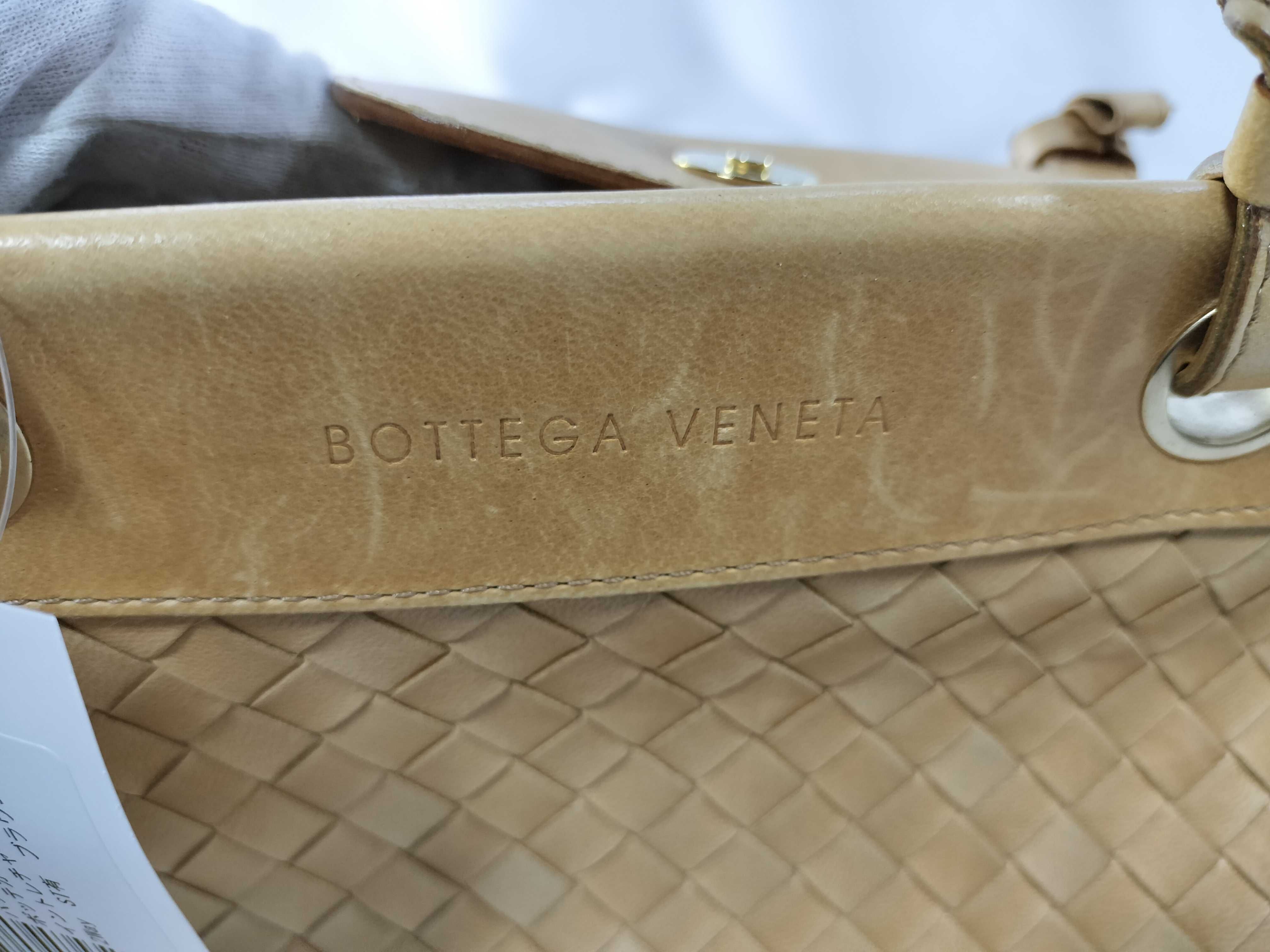Intrecciato 2-Way Handbag with Stitching, Brown — view 13