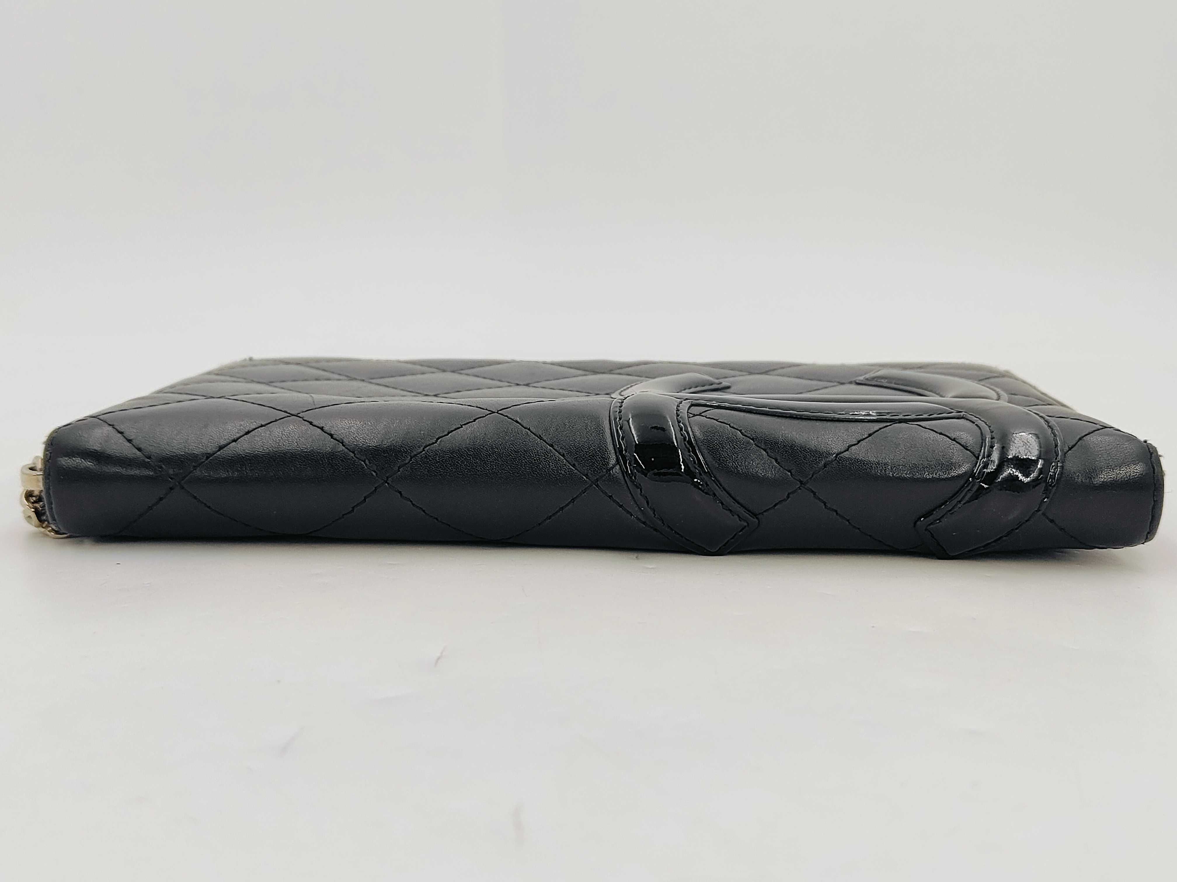 Cambon Zipper Black Quilted Calfskin Large Wallet — view 3