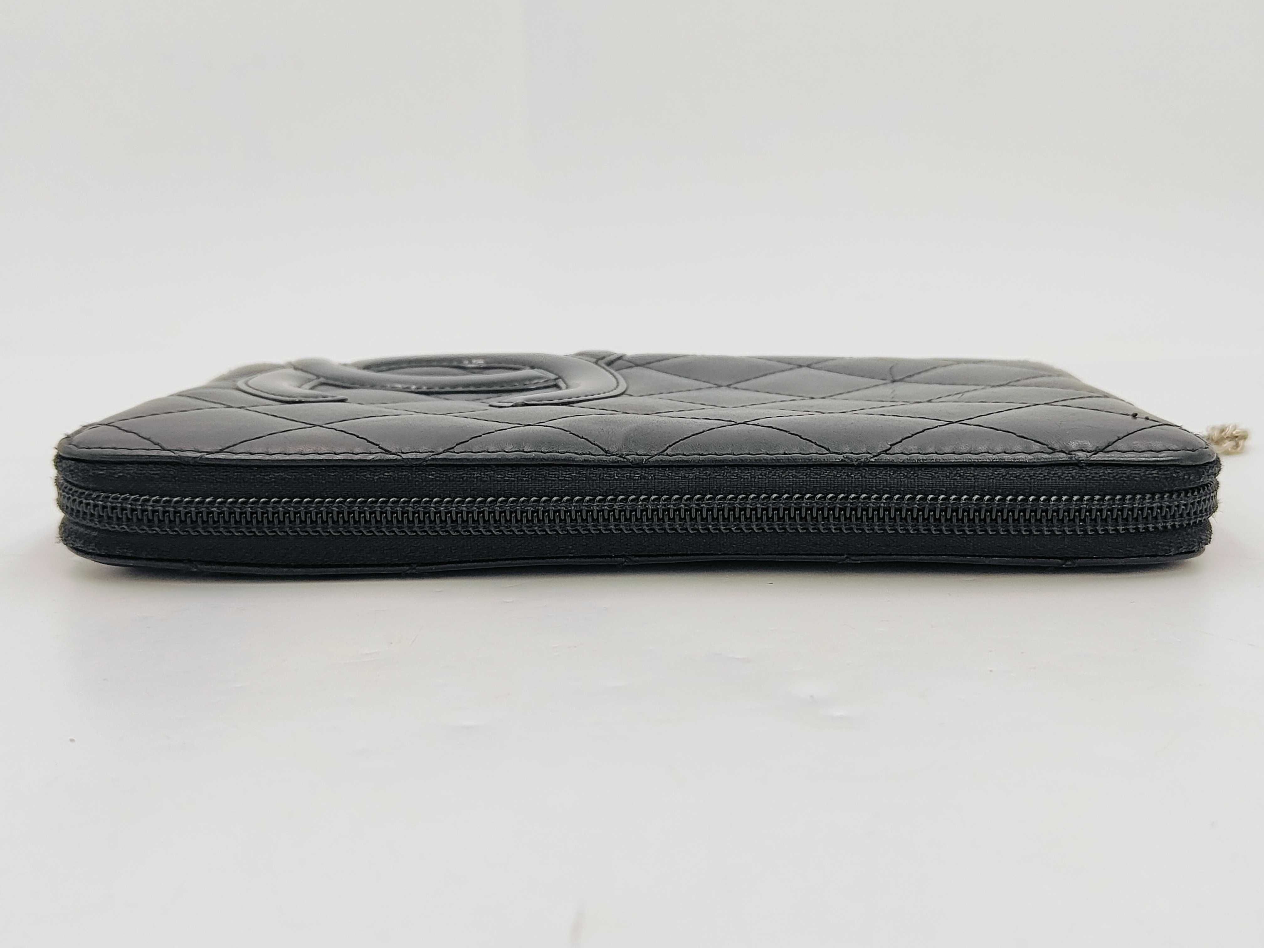 Cambon Zipper Black Quilted Calfskin Large Wallet — view 5