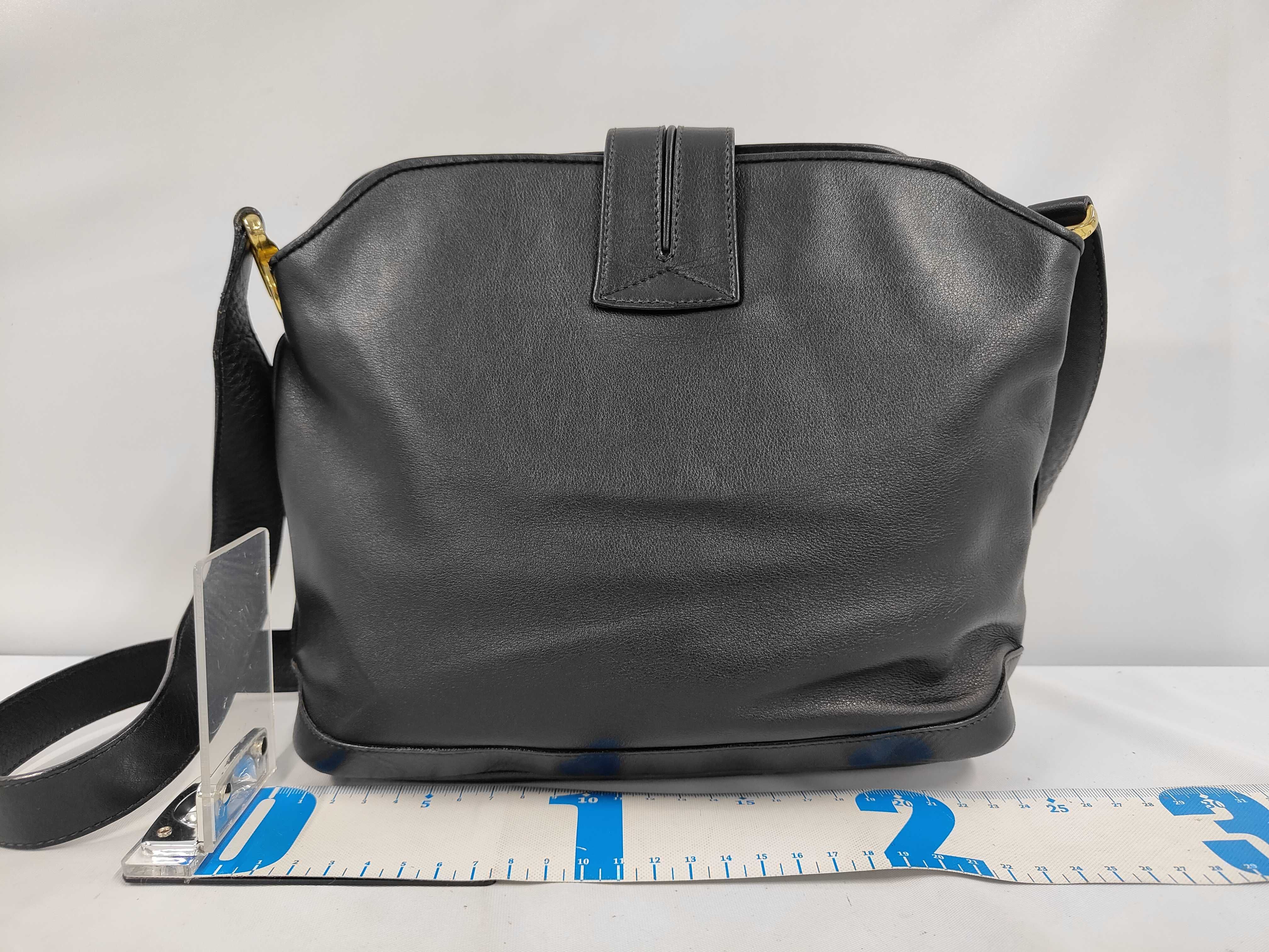 Shoulder Bag, Leather, Black, with Hardware — view 2