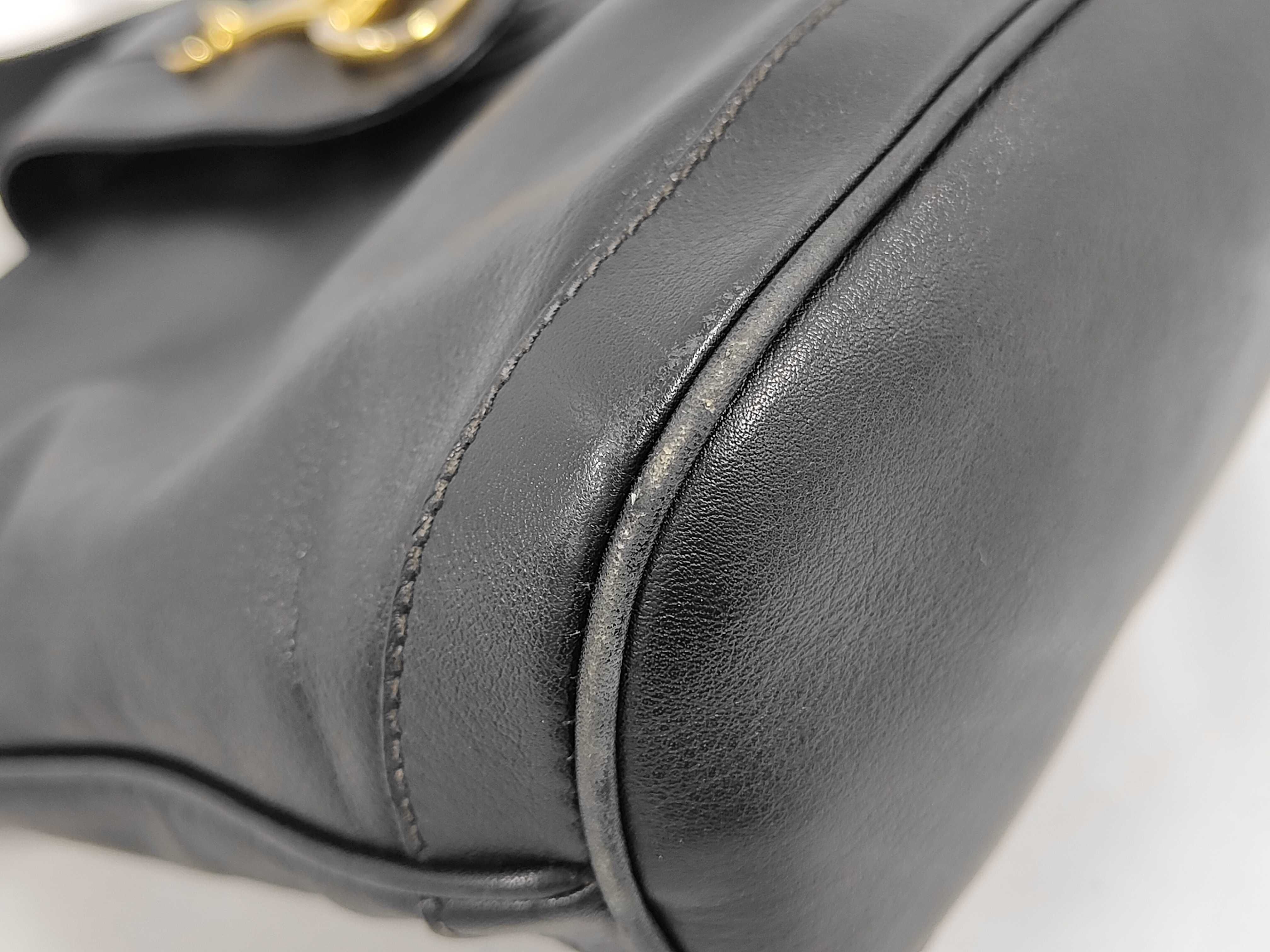 Shoulder Bag, Leather, Black, with Hardware — view 4