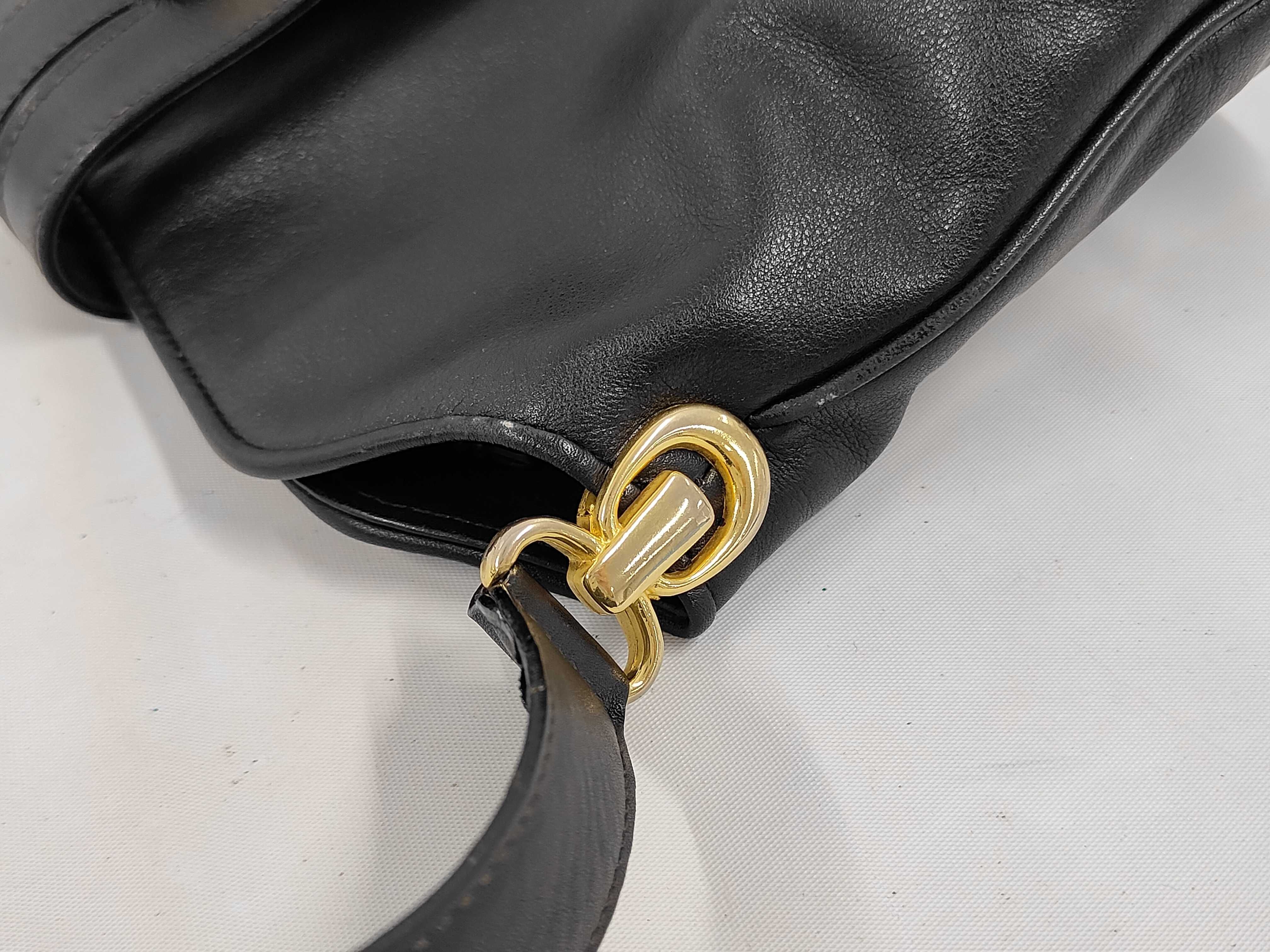 Shoulder Bag, Leather, Black, with Hardware — view 6